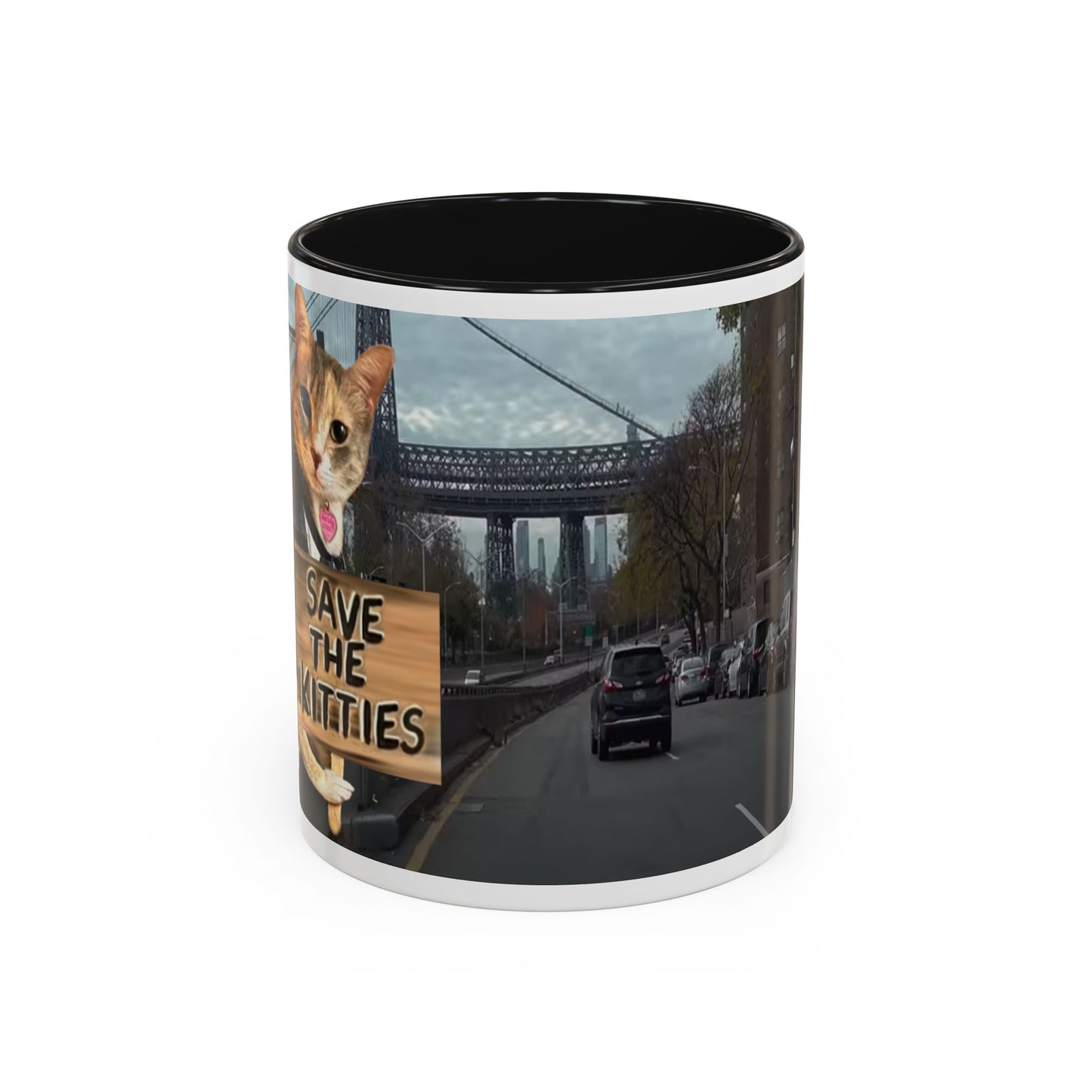 SAVE The KITTIES (Cat rescue fund raiser )-Two-Tone Accent Mug (11oz, 15oz)