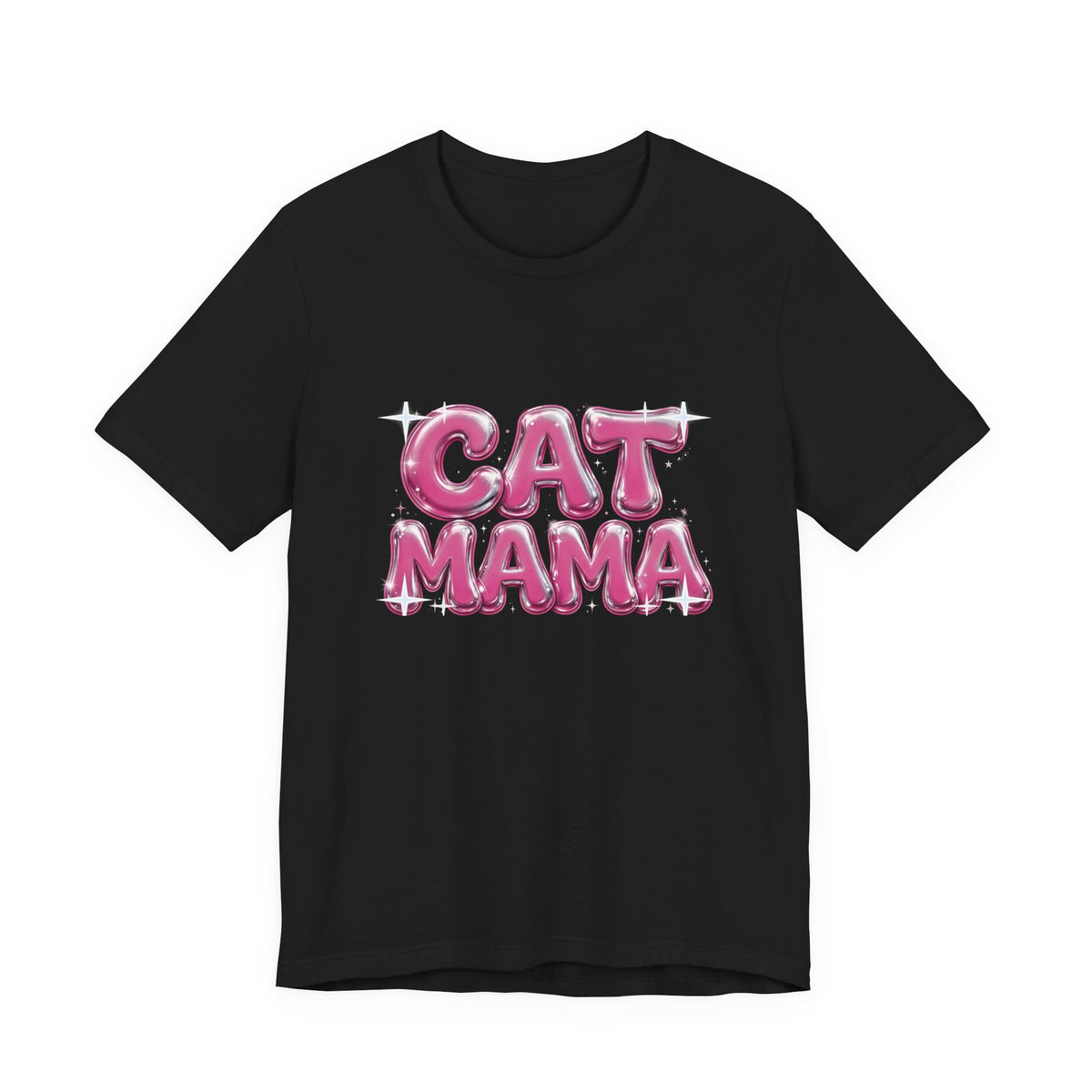 Cat Mama Graffiti T-Shirt - Pink Chrome Bubble Letters, Streetwear Cat Mom Tee