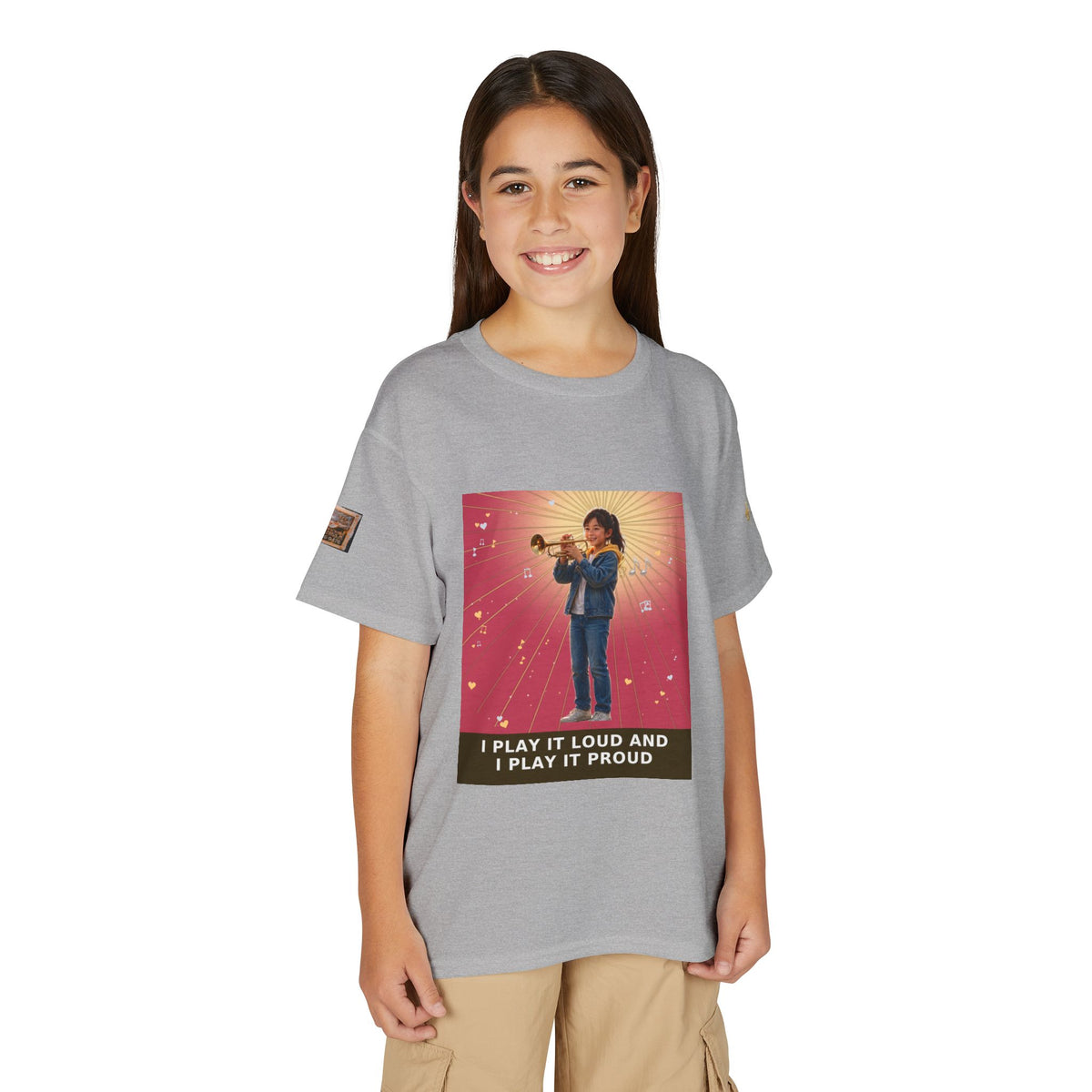 I Play It Loud and I Play It Proud — Asian Girl Trumpet Pre-Teen Musician Tee (Rose) (Budget Edition)