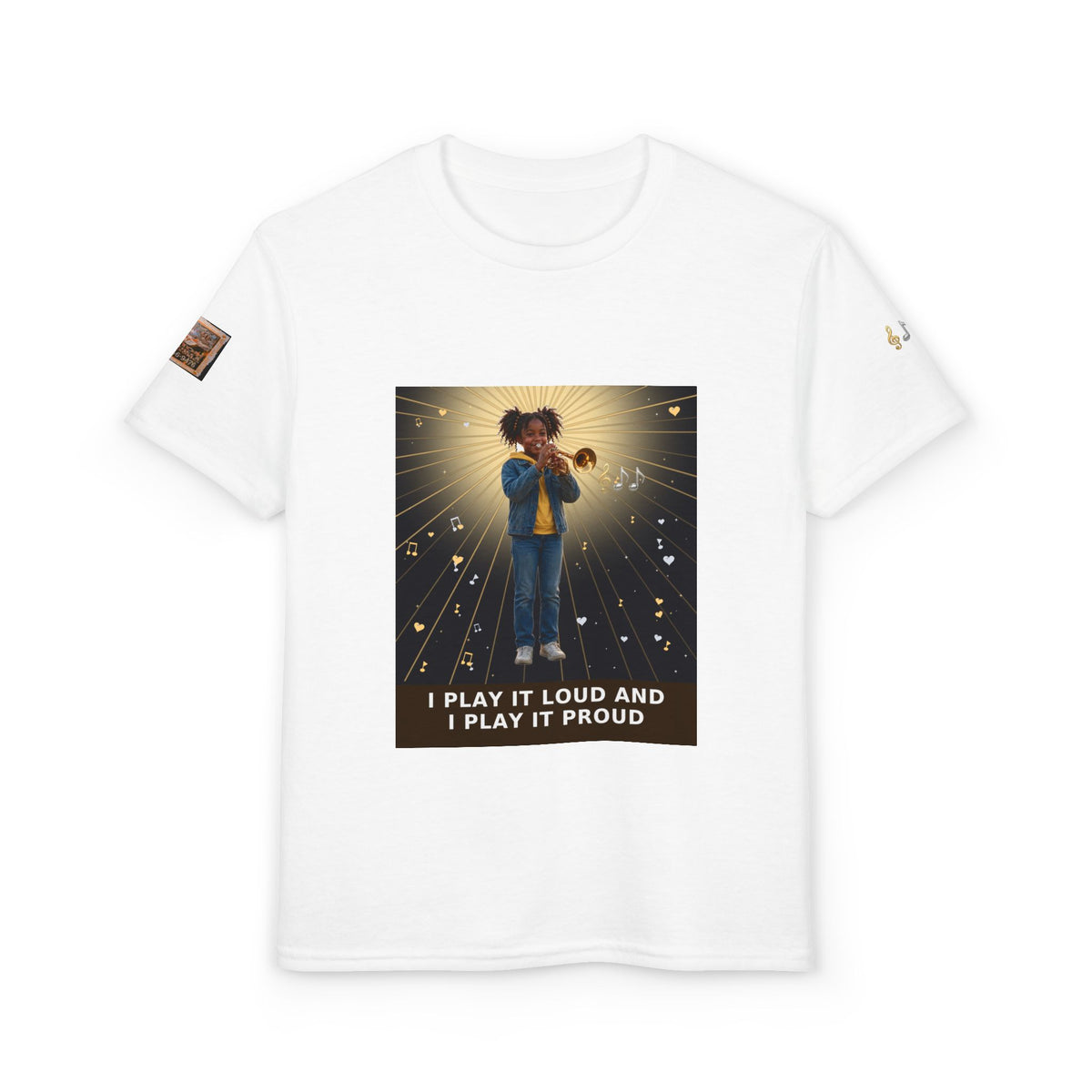 I Play It Loud and I Play It Proud — Black Girl Trumpet Pre-Teen Musician Tee