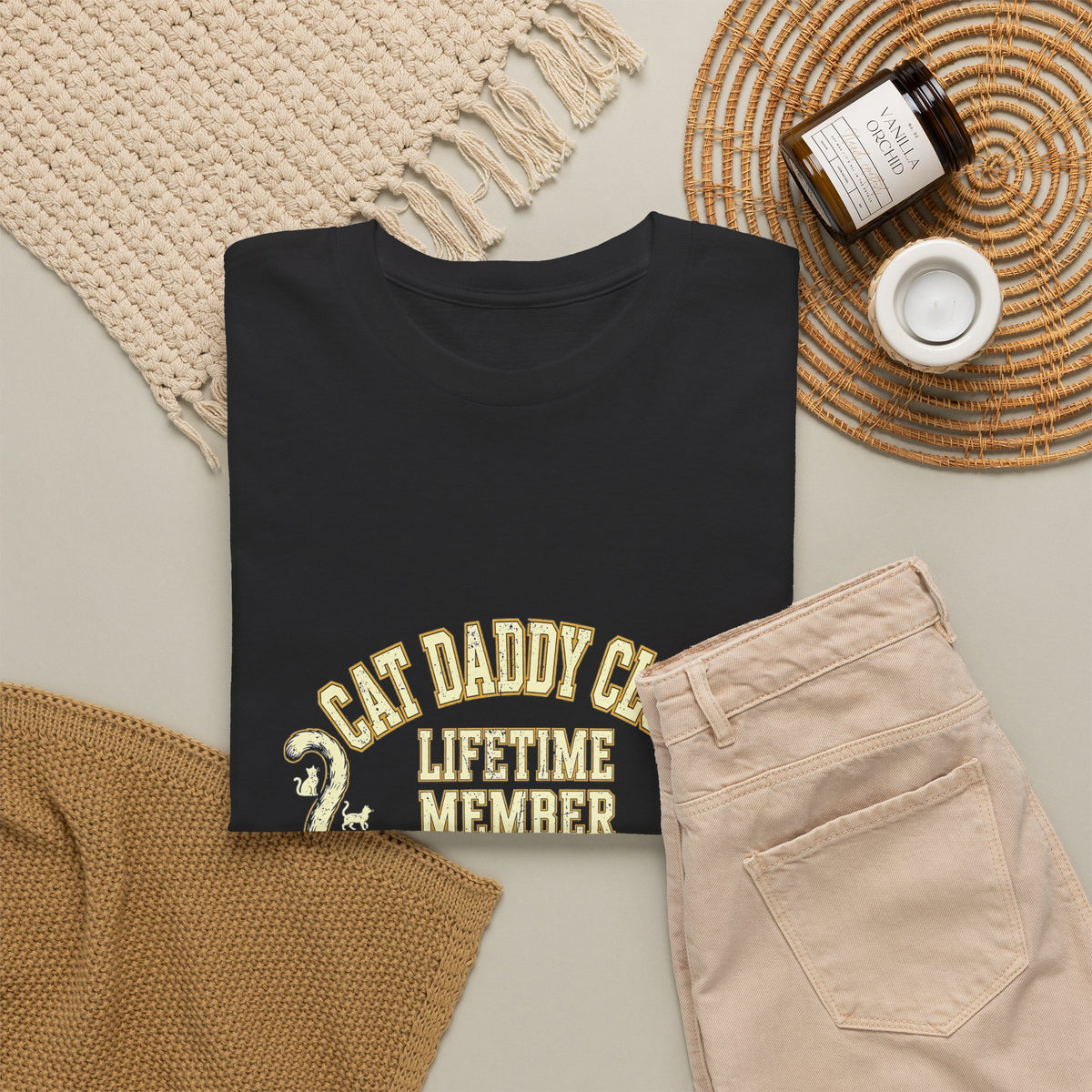 Cat Daddy Club T-Shirt - Lifetime Member Varsity Cat Dad Tee, Dept. of Litter & Treats - Budget Edition