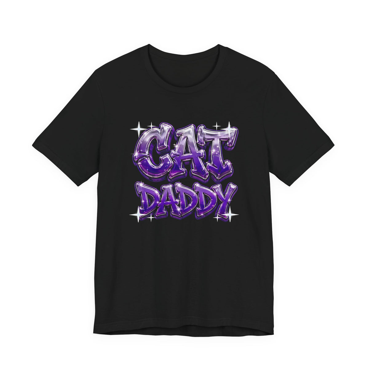 Cat Daddy Graffiti T-Shirt - Purple Chrome Bubble Letters, Streetwear Cat Dad Tee