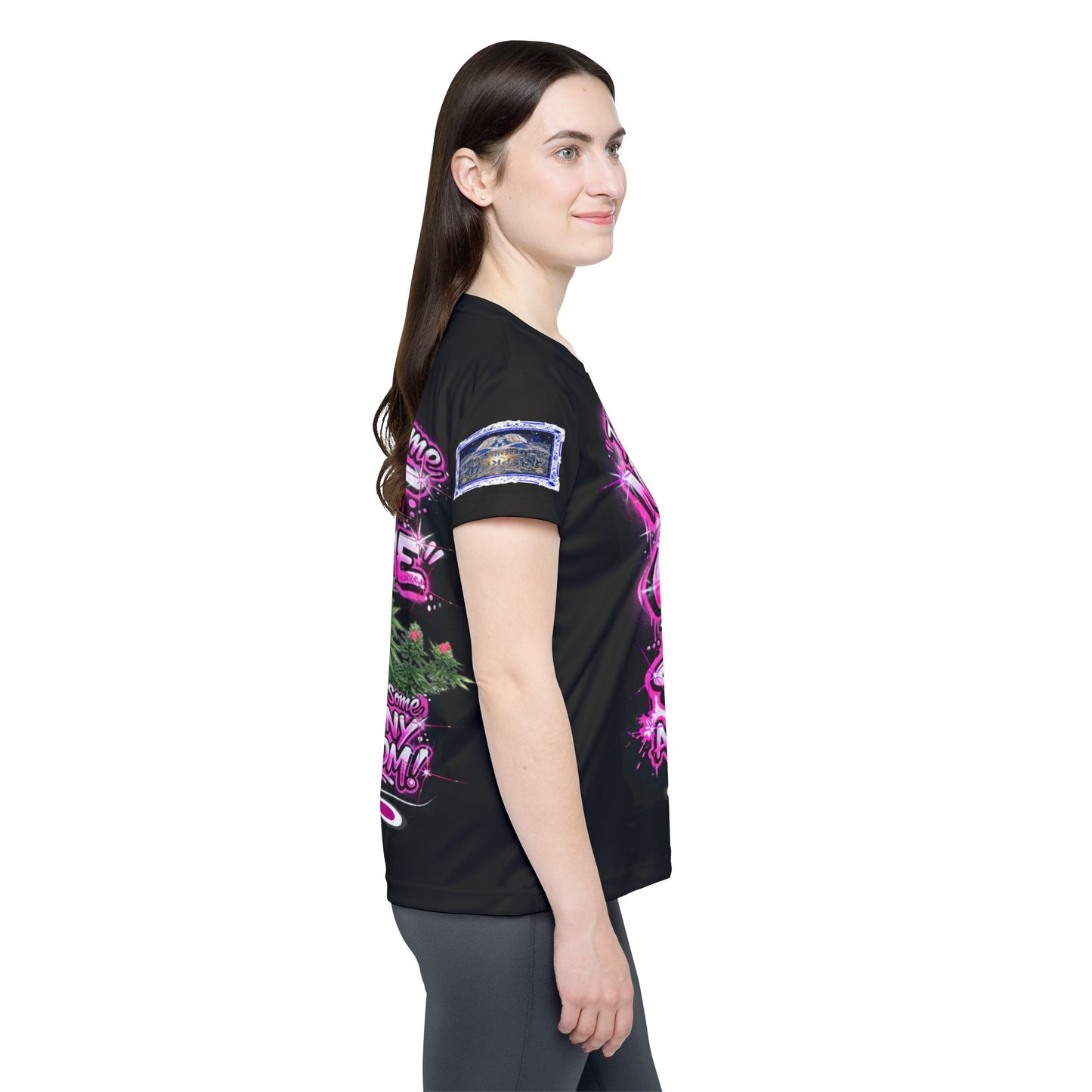 Botany Bloom Pink Black - Women's Sports Jersey (AOP)
