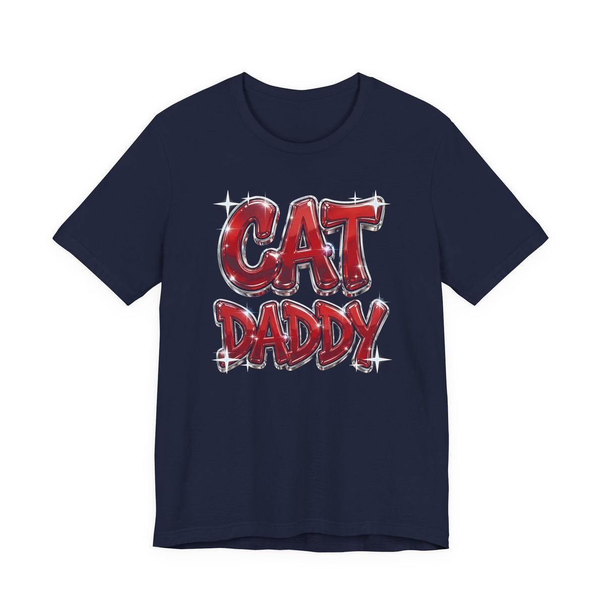 Cat Daddy Graffiti T-Shirt - Red Chrome Bubble Letters, Streetwear Cat Dad Tee
