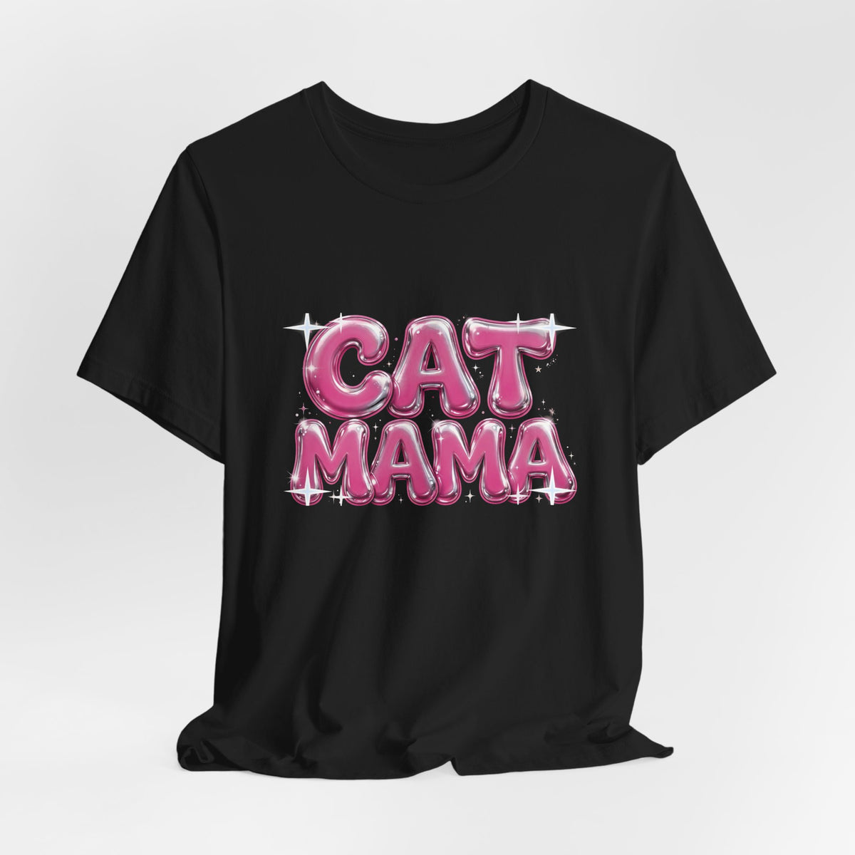 Cat Mama Graffiti T-Shirt - Pink Chrome Bubble Letters, Streetwear Cat Mom Tee