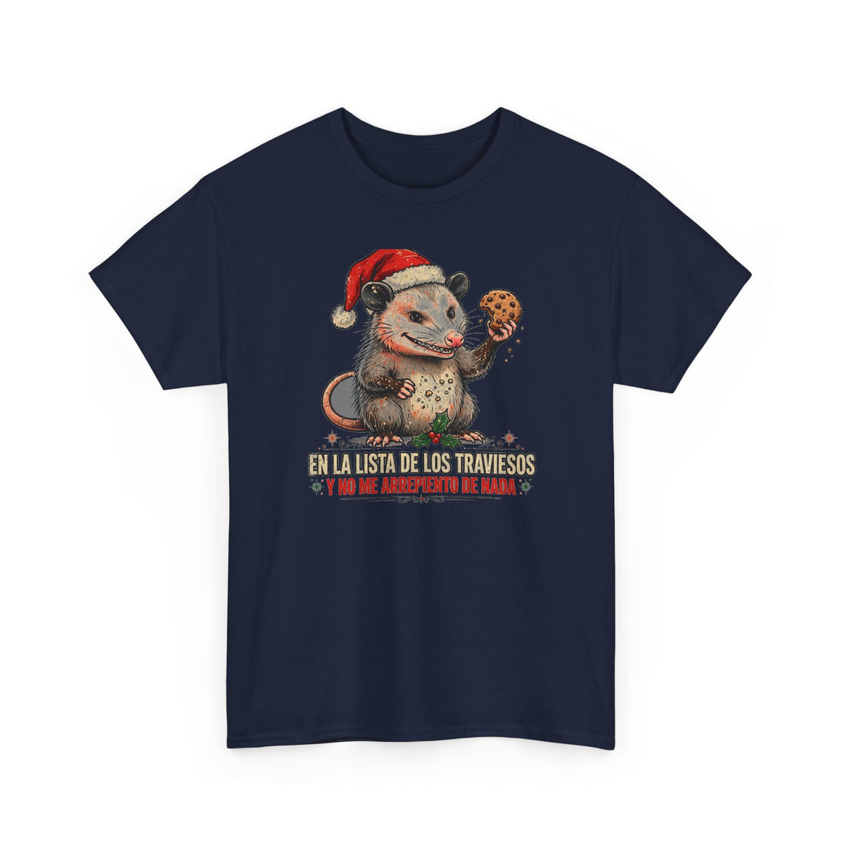 En la Lista de los Traviesos - Zarigueya de Navidad - Camiseta en Espanol - Edicion Economica