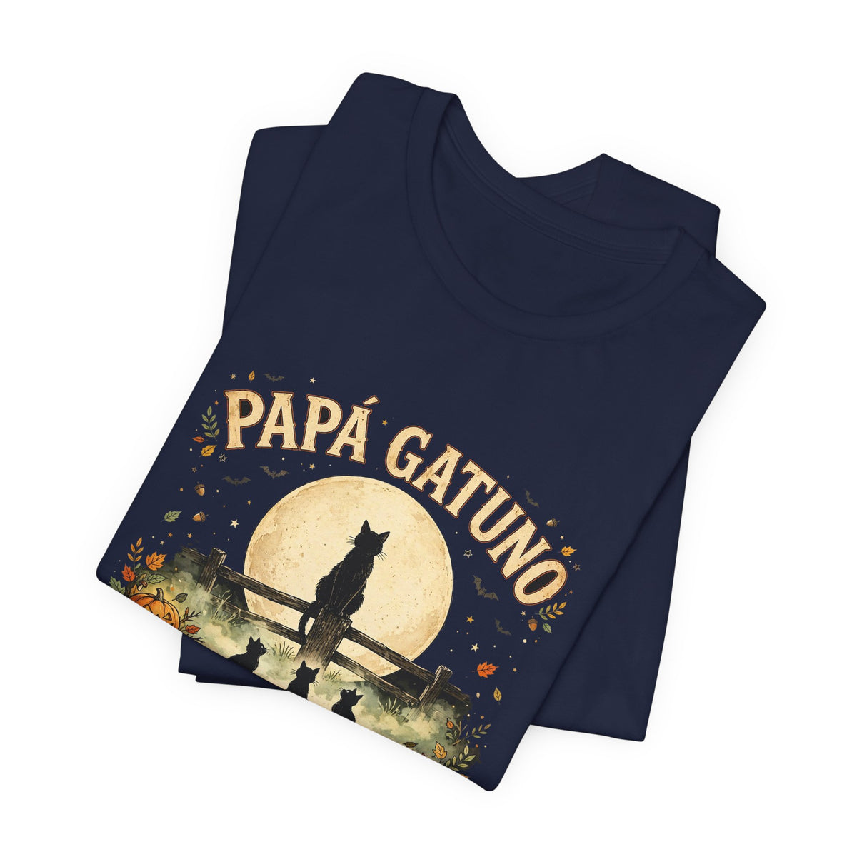 Camiseta Papá Gatuno de Halloween - Pandilla de la Medianoche, Gato Negro y Luna Llena, Regalo para Amantes de los Gatos