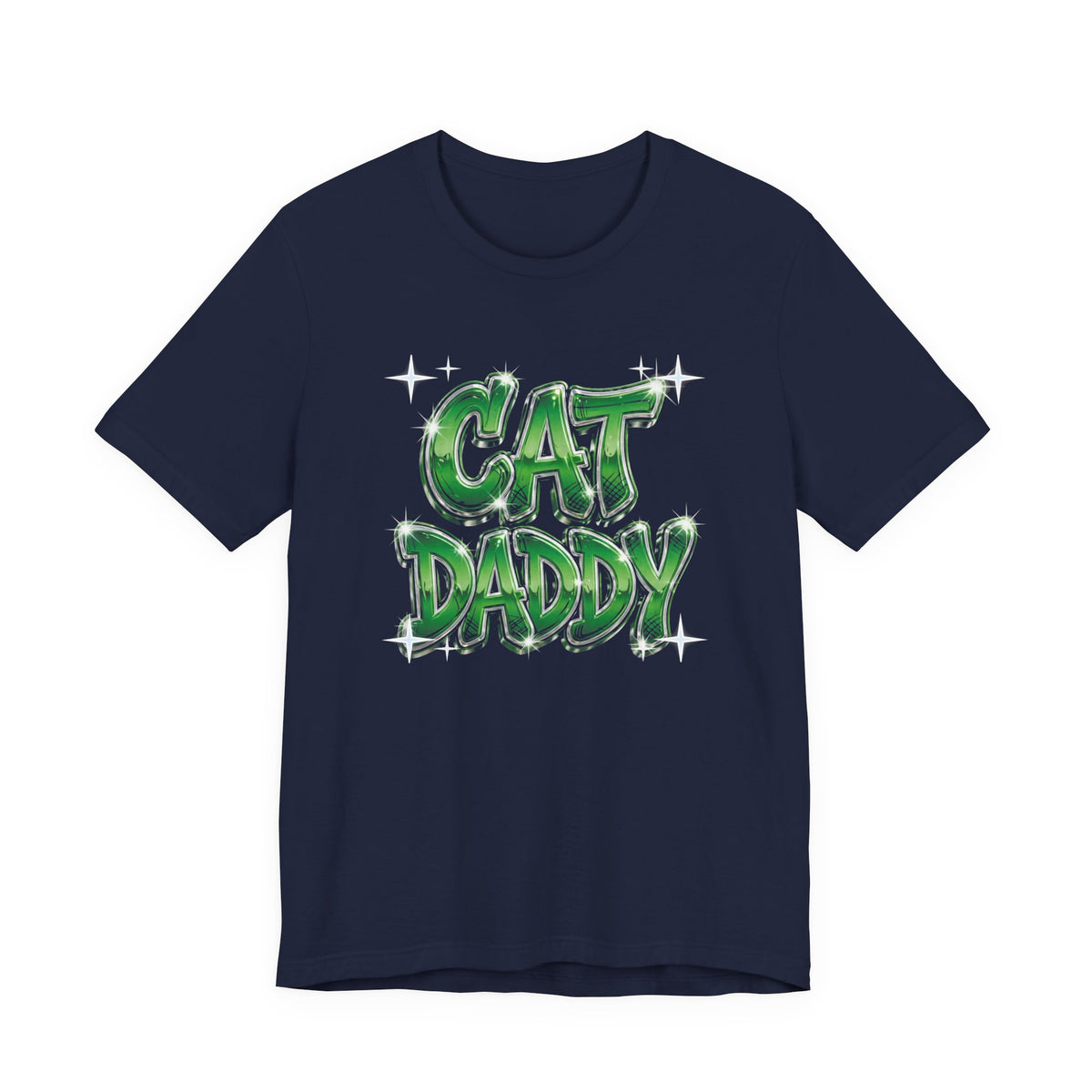 Cat Daddy Graffiti T-Shirt - Green Chrome Bubble Letters, Streetwear Cat Dad Tee