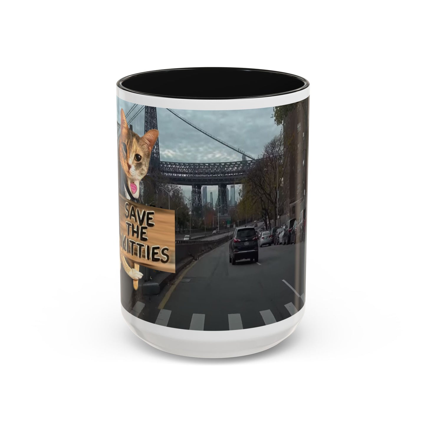 SAVE The KITTIES (Cat rescue fund raiser )-Two-Tone Accent Mug (11oz, 15oz)