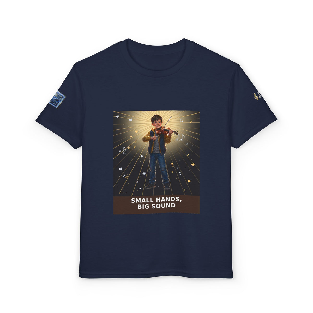 Small Hands, Big Sound — Boy Violin Pre-Teen Musician Tee (Budget Edition)