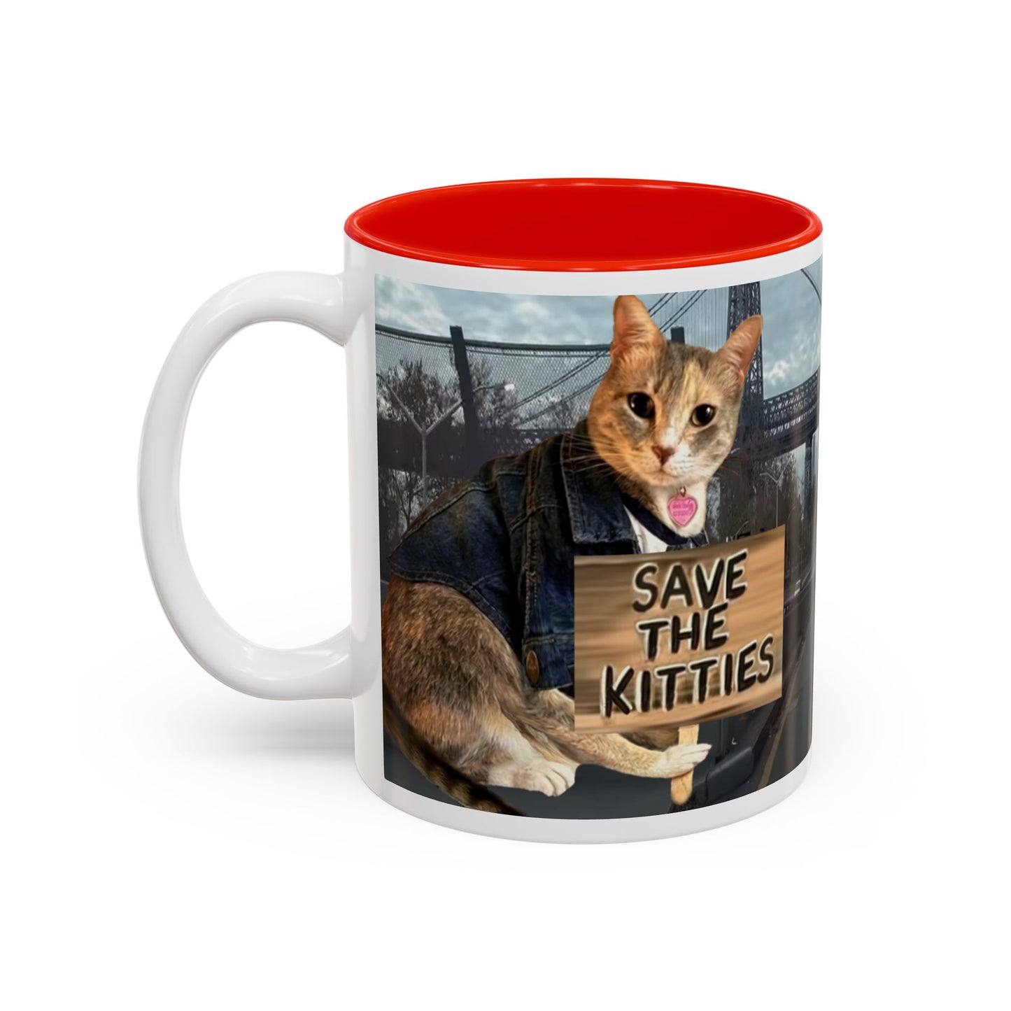 SAVE The KITTIES (Cat rescue fund raiser )-Two-Tone Accent Mug (11oz, 15oz)