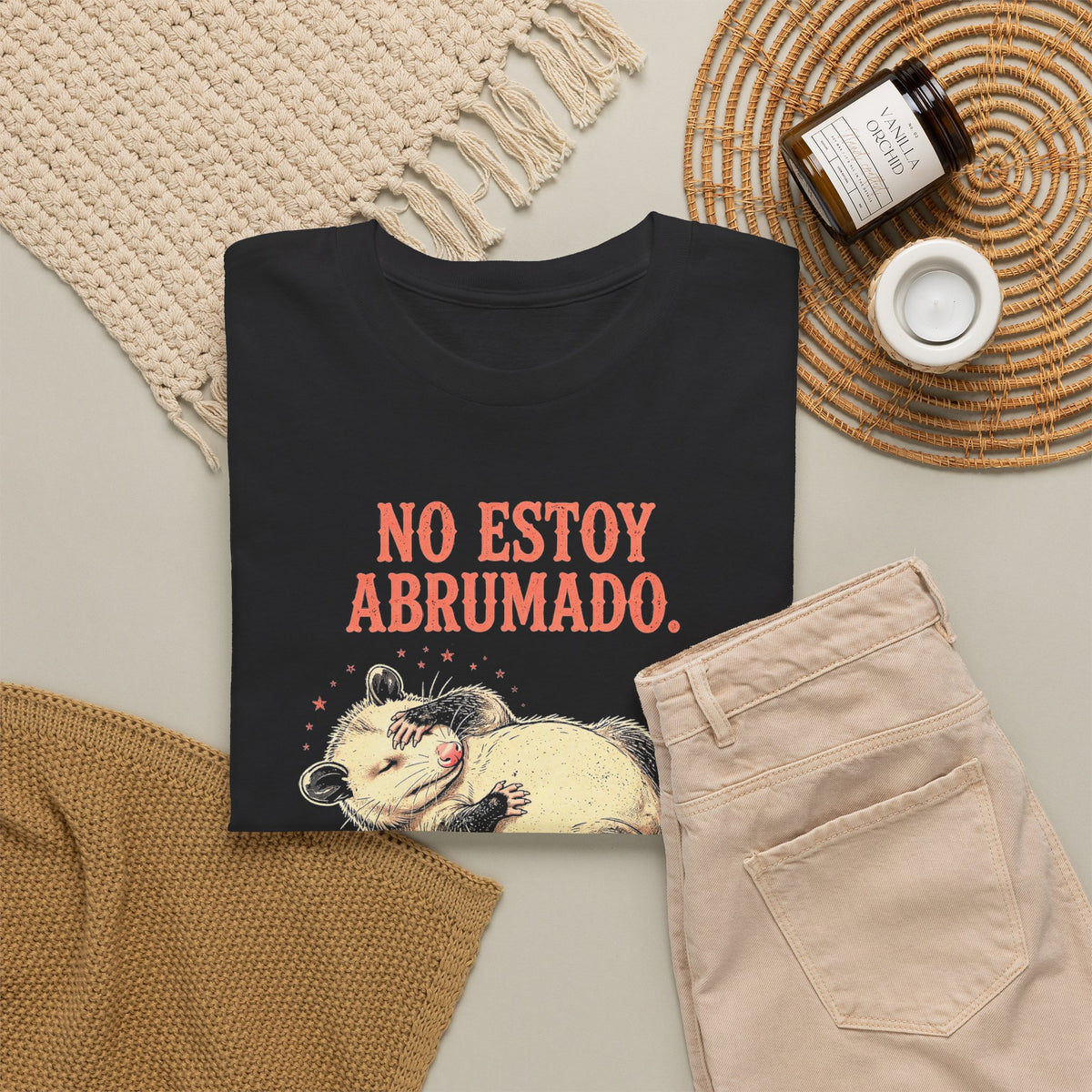 Camiseta Zarigüeya Haciéndose la Muerta - No Estoy Abrumado, Humor en Español - Edición Económica