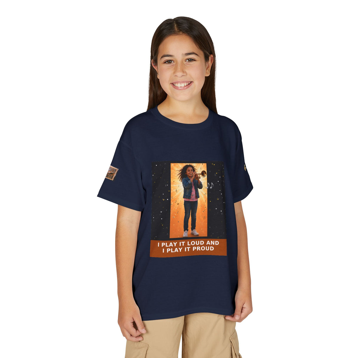 I Play It Loud and I Play It Proud — Latina Girl Trumpet Pre-Teen Musician Tee