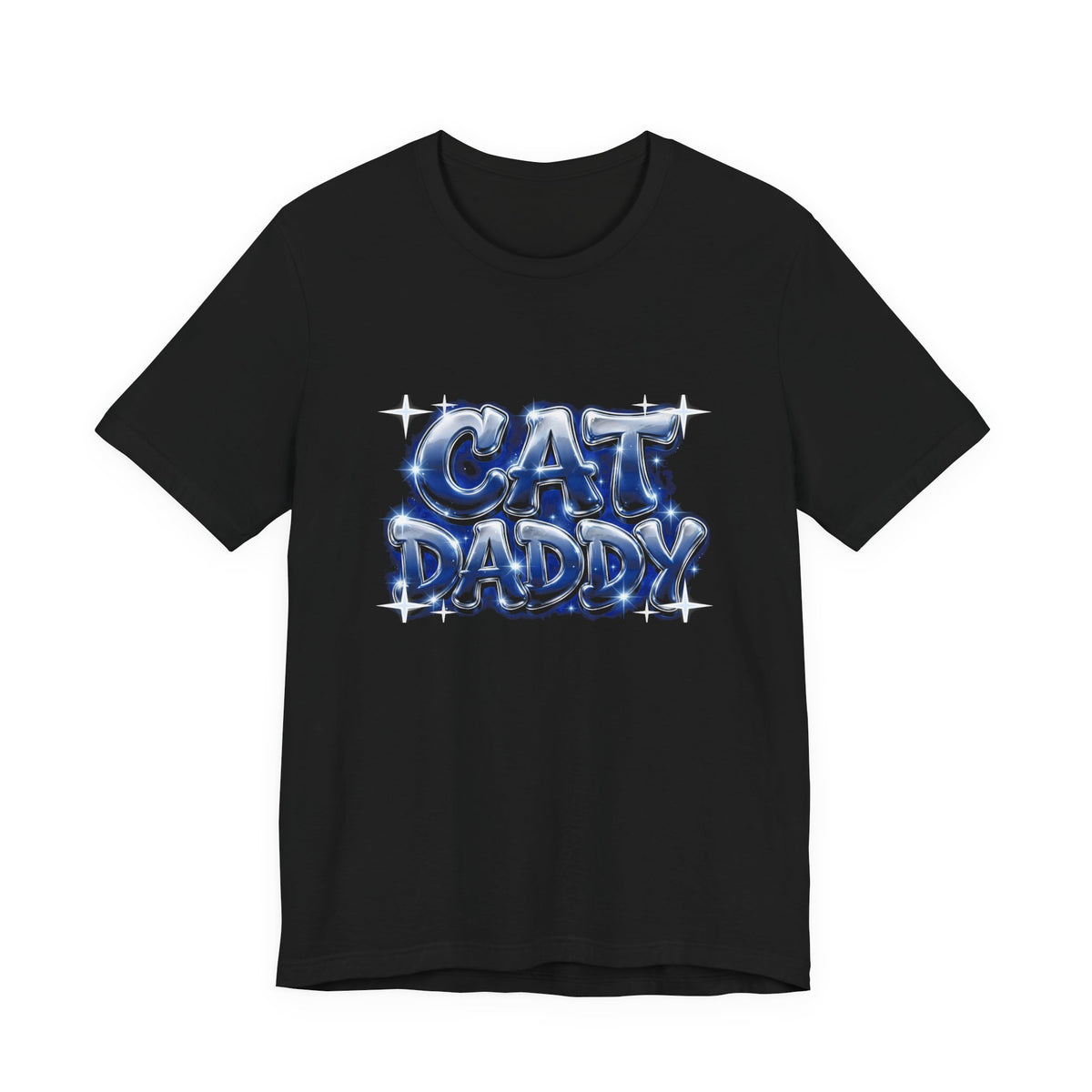 Cat Daddy Graffiti T-Shirt - Dark Blue Airbrush Chrome, Midnight Cat Dad Tee