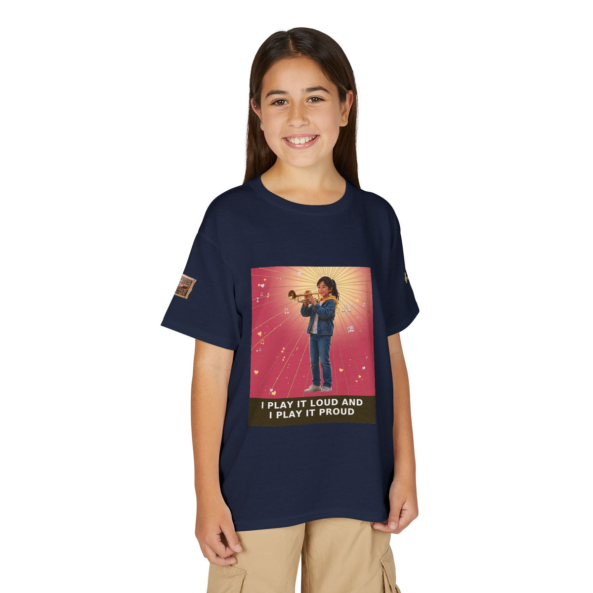 I Play It Loud and I Play It Proud — Asian Girl Trumpet Pre-Teen Musician Tee (Rose)