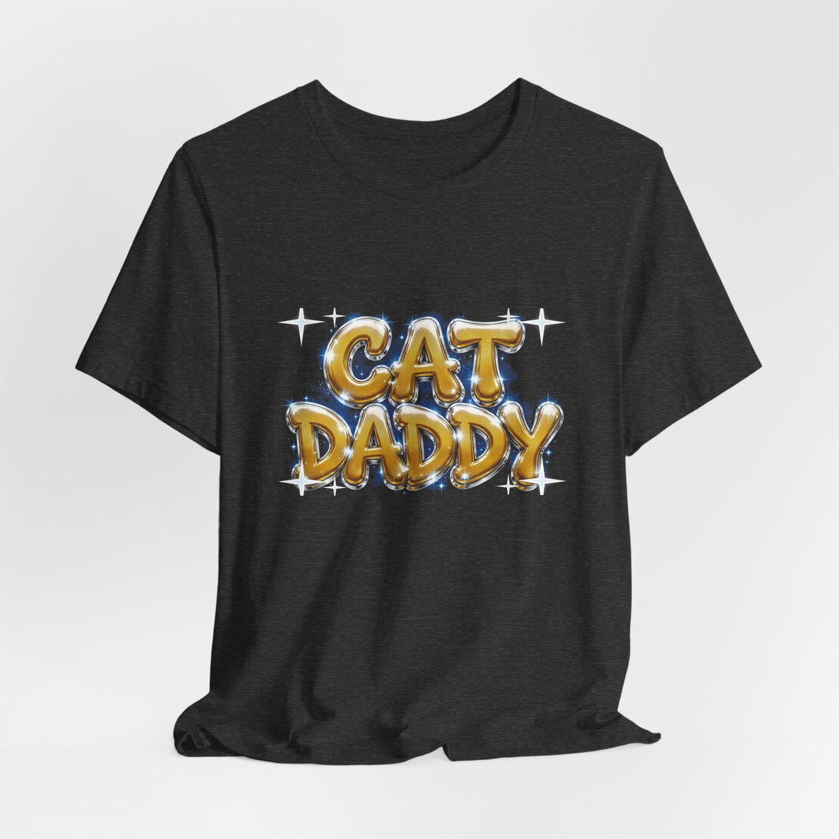 Cat Daddy Graffiti T-Shirt - Yellow Airbrush Chrome, Golden Cat Dad Tee