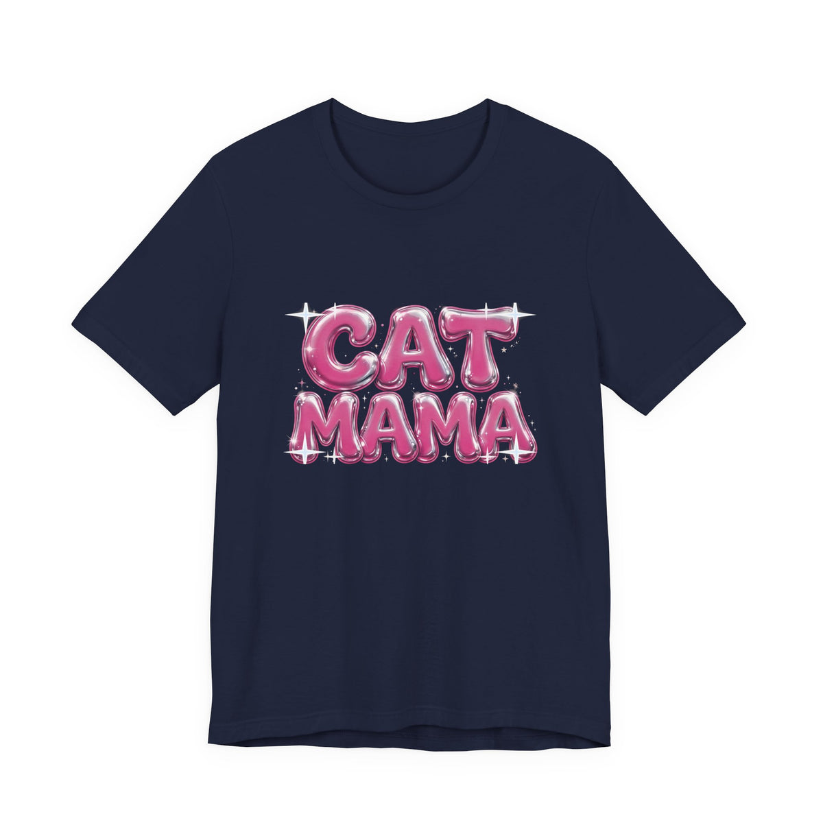 Cat Mama Graffiti T-Shirt - Pink Chrome Bubble Letters, Streetwear Cat Mom Tee