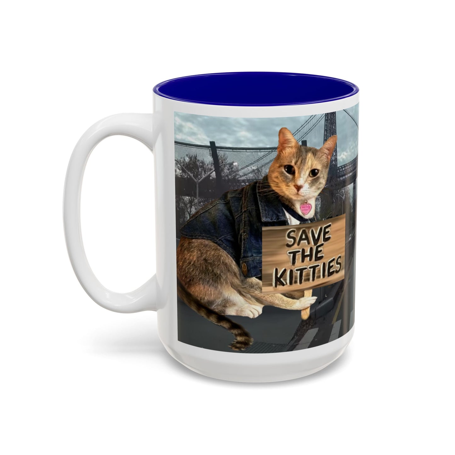 SAVE The KITTIES (Cat rescue fund raiser )-Two-Tone Accent Mug (11oz, 15oz)