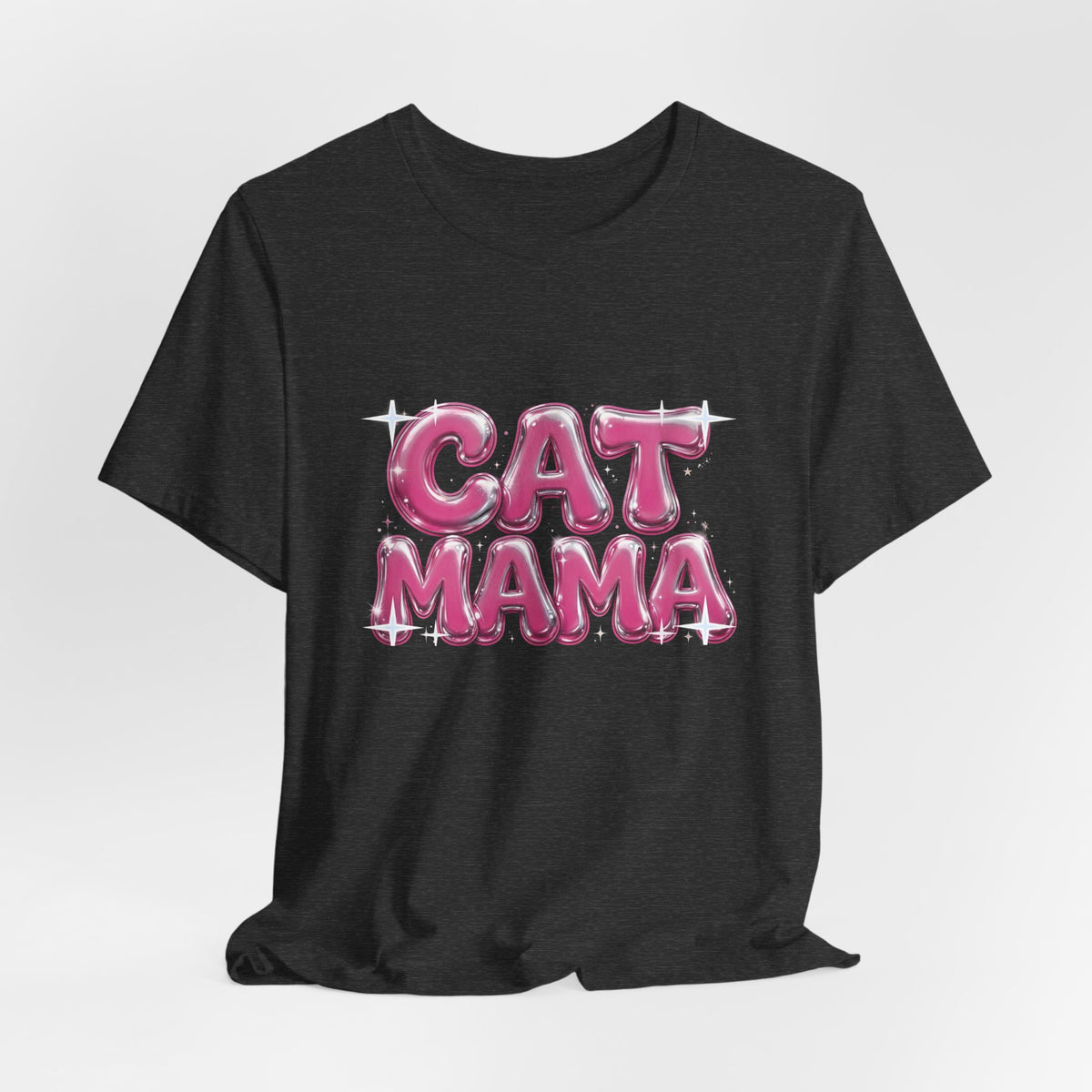 Cat Mama Graffiti T-Shirt - Pink Chrome Bubble Letters, Streetwear Cat Mom Tee