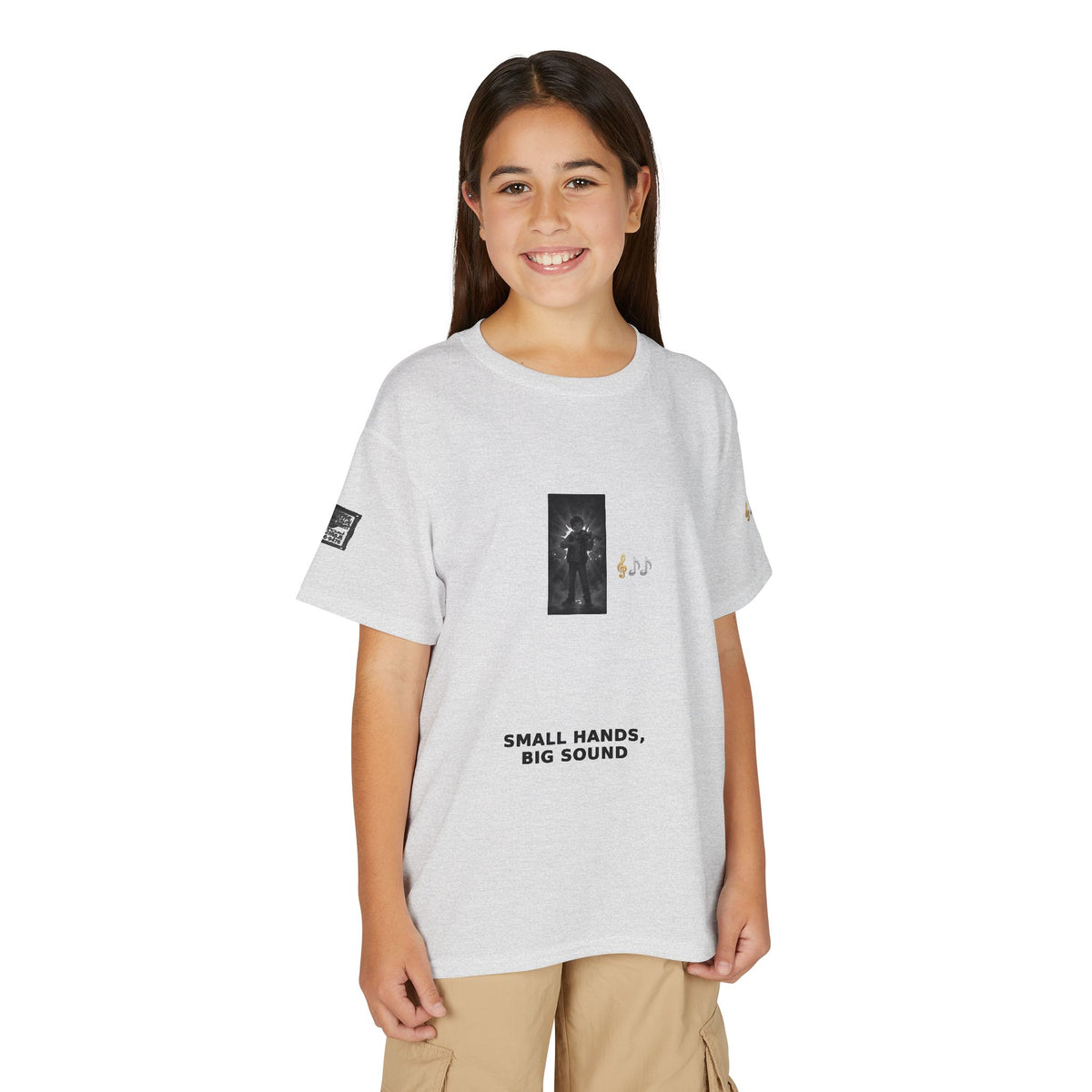 Small Hands, Big Sound — Boy Violin Pre-Teen Musician Tee (Black Ink) (Budget Edition)
