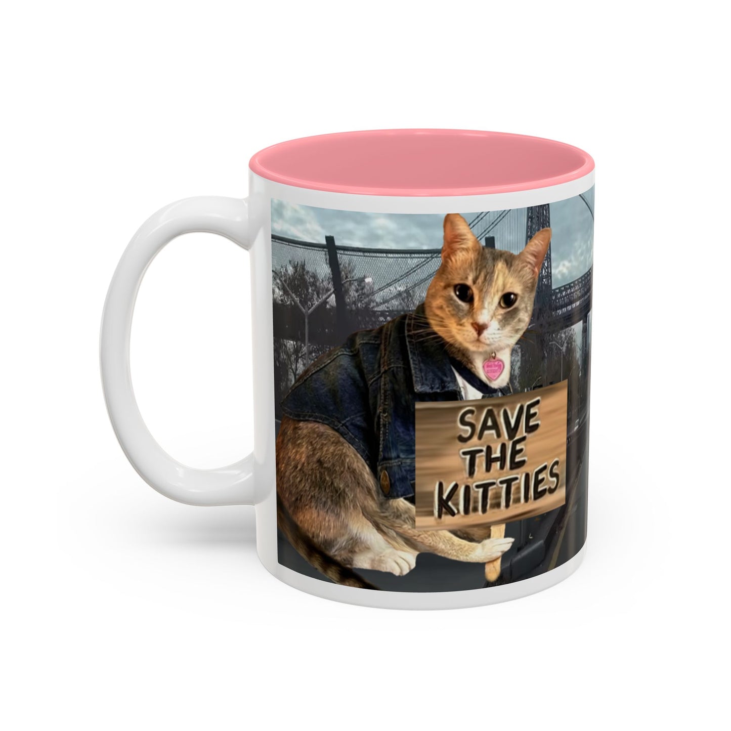 SAVE The KITTIES (Cat rescue fund raiser )-Two-Tone Accent Mug (11oz, 15oz)