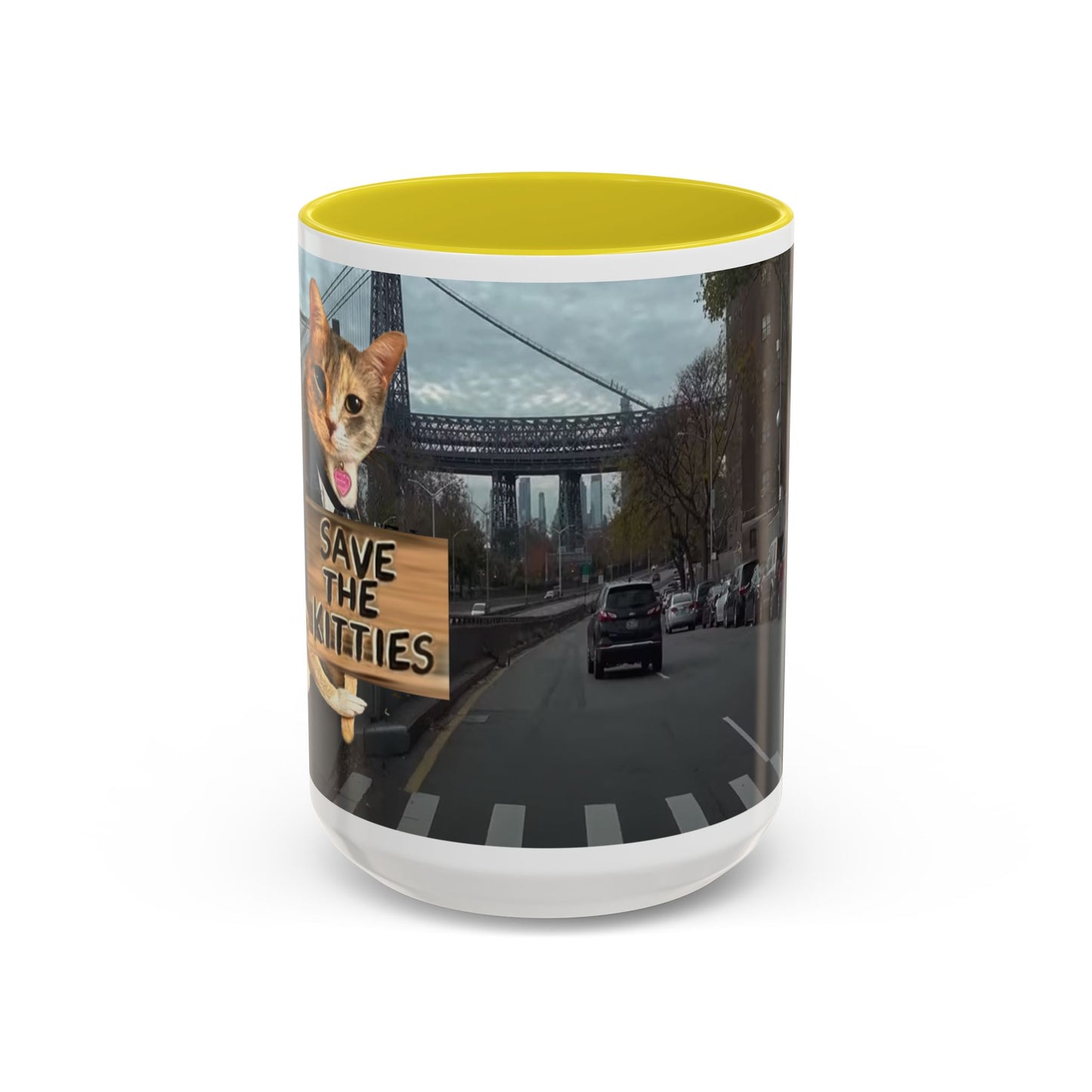 SAVE The KITTIES (Cat rescue fund raiser )-Two-Tone Accent Mug (11oz, 15oz)