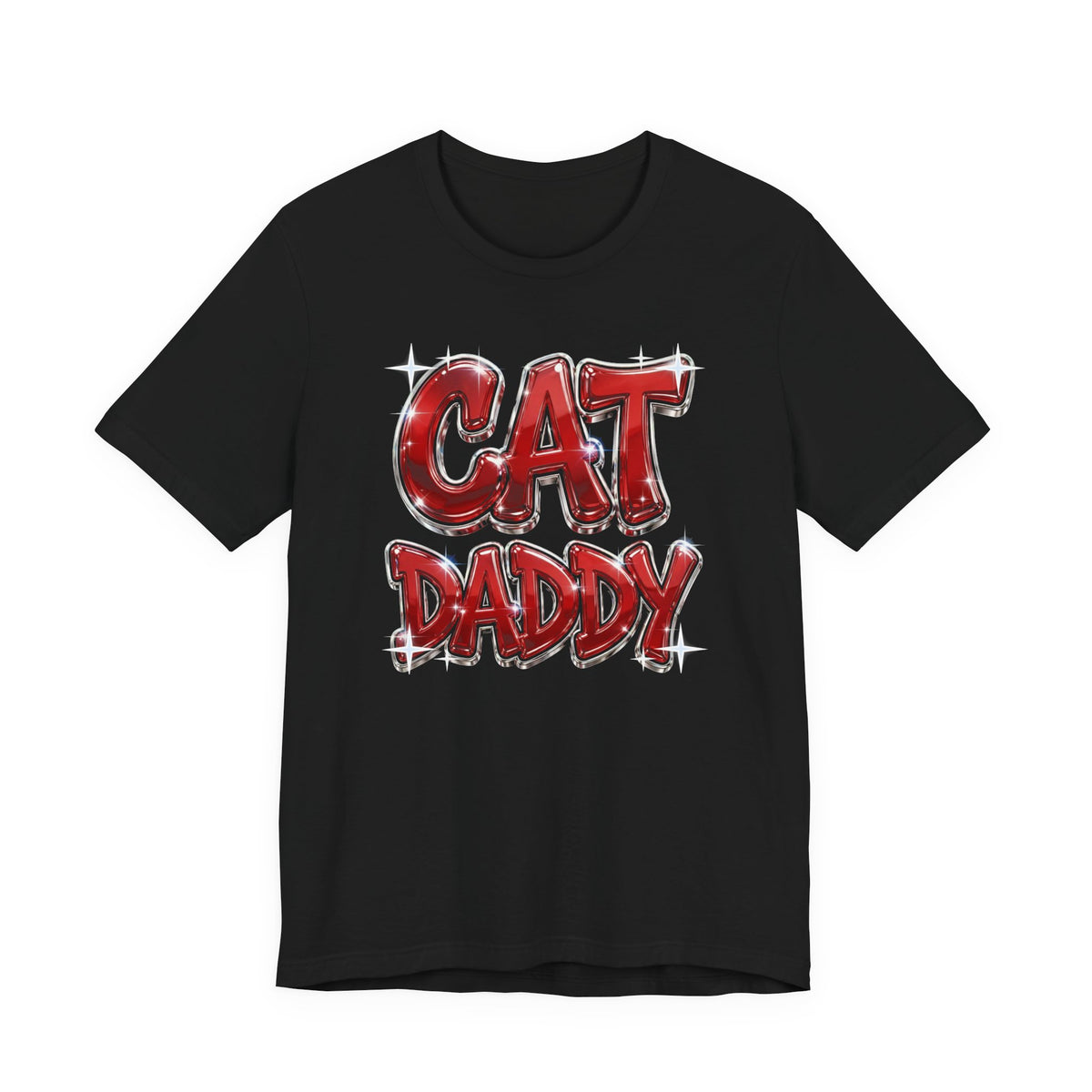 Cat Daddy Graffiti T-Shirt - Red Chrome Bubble Letters, Streetwear Cat Dad Tee