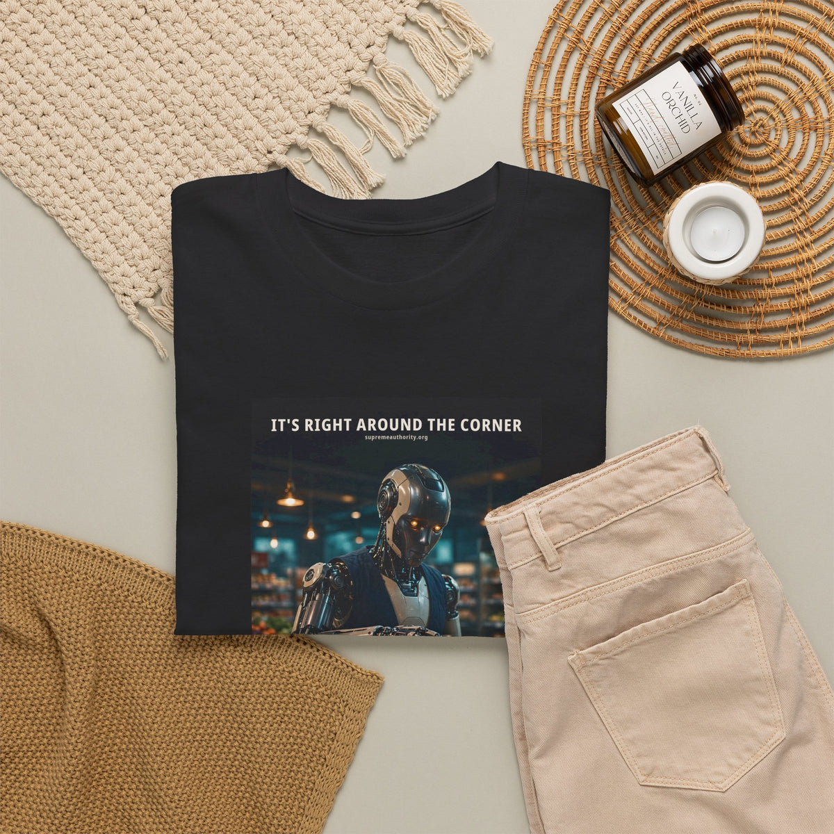 It's Right Around The Corner — Grocery Cashier Robot Tee (Budget Edition)
