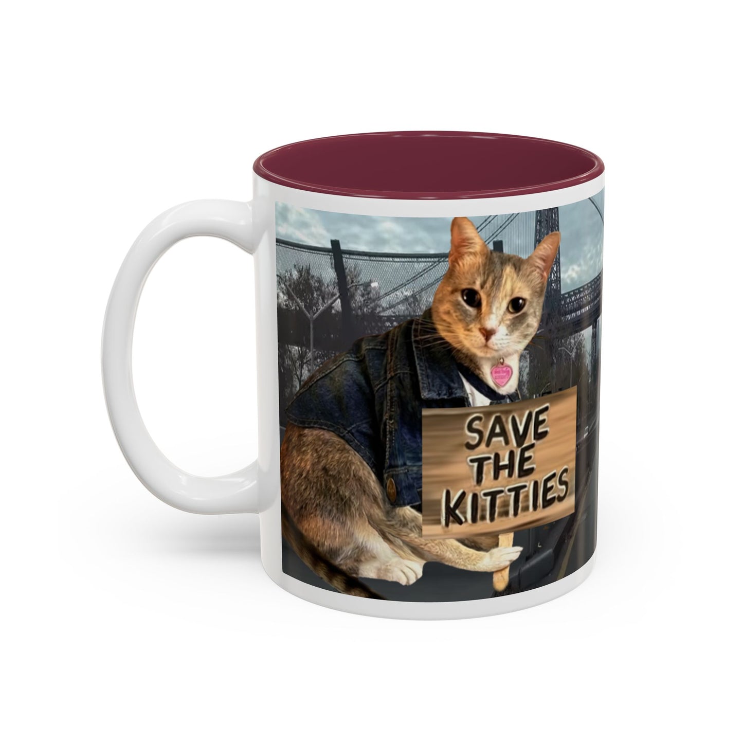 SAVE The KITTIES (Cat rescue fund raiser )-Two-Tone Accent Mug (11oz, 15oz)