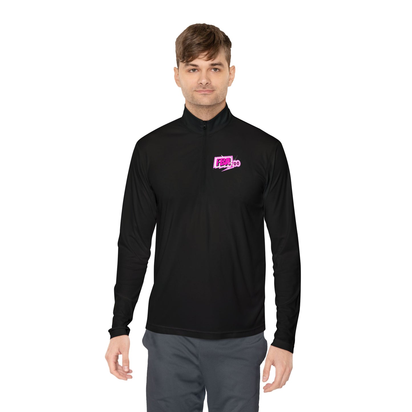 Quarter-Zip Pullover — Retro Pink "FBA 100" Logo Pullover