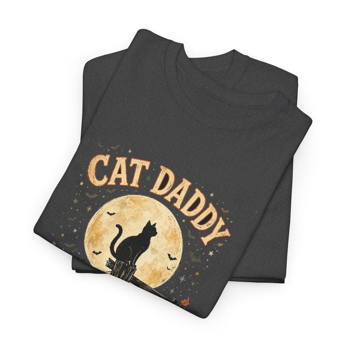Cat Daddy Halloween T-Shirt - Midnight Feeding Crew Black Cat Full Moon Vintage Tee, Funny Feral Cat Lover Gift - Budget Edition