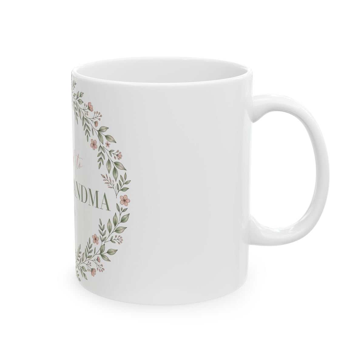 Promoted to Great-Grandma Mug - Floral Wreath Announcement Gift Mug 11oz - Budget Edition