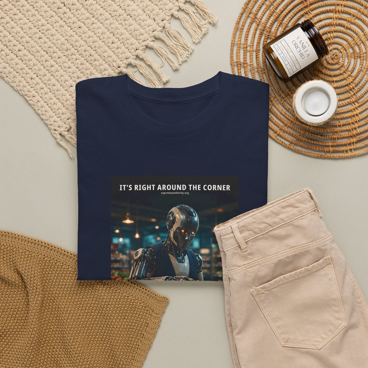 It's Right Around The Corner — Grocery Cashier Robot Tee (Budget Edition)