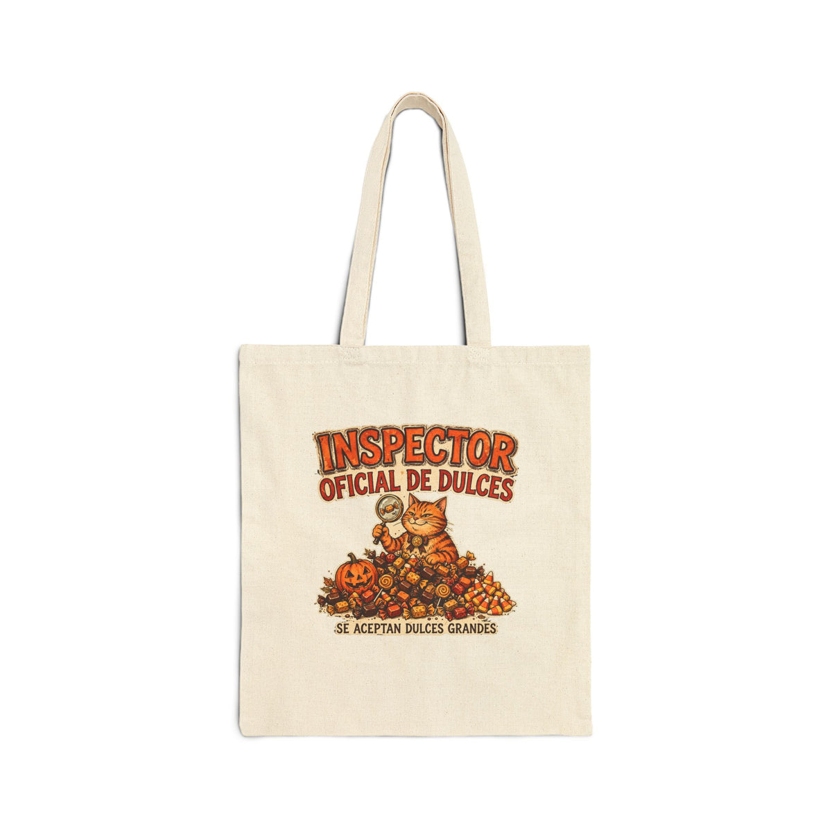 Bolsa Tote Inspector Oficial de Dulces - Bolsa de Halloween para Pedir Dulces, Gato Divertido con Lupa
