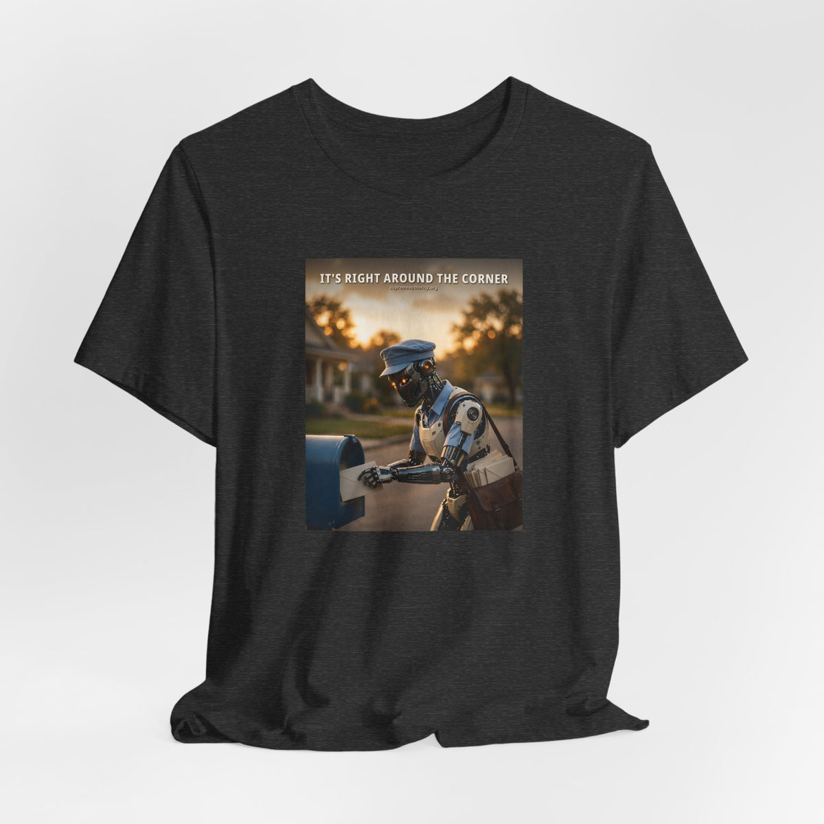 It's Right Around The Corner — Mail Carrier Robot Tee