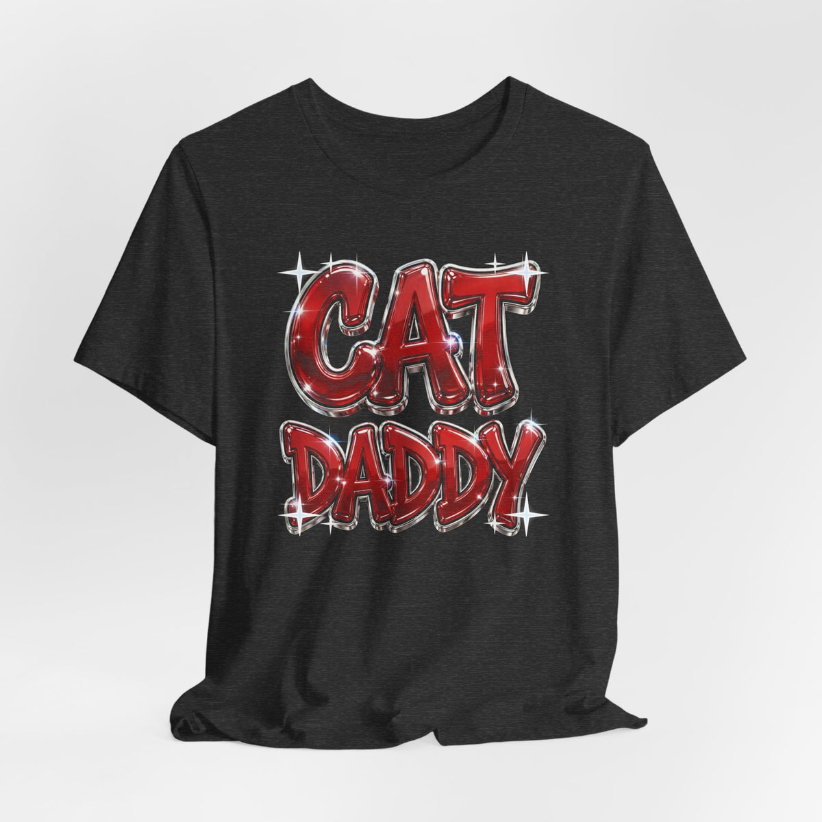 Cat Daddy Graffiti T-Shirt - Red Chrome Bubble Letters, Streetwear Cat Dad Tee
