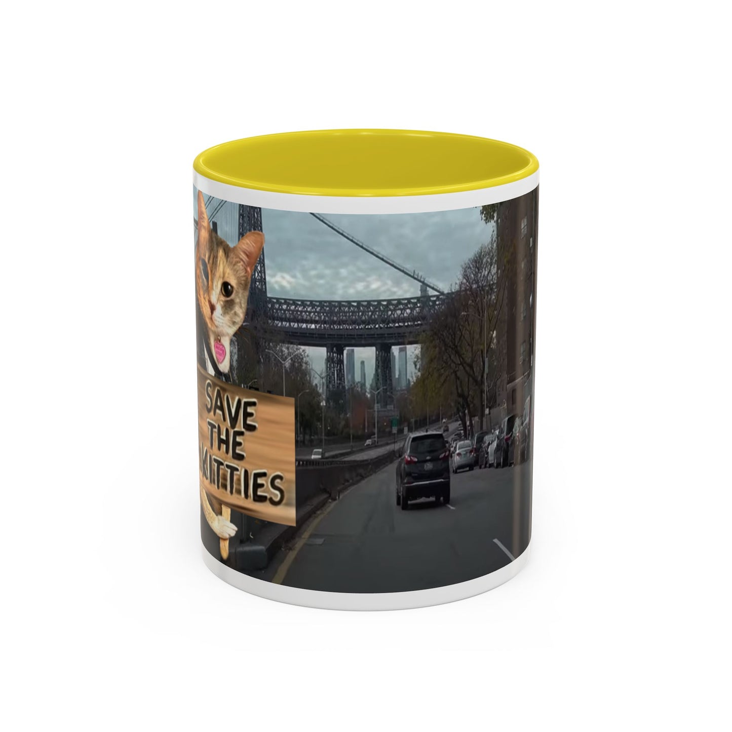 SAVE The KITTIES (Cat rescue fund raiser )-Two-Tone Accent Mug (11oz, 15oz)