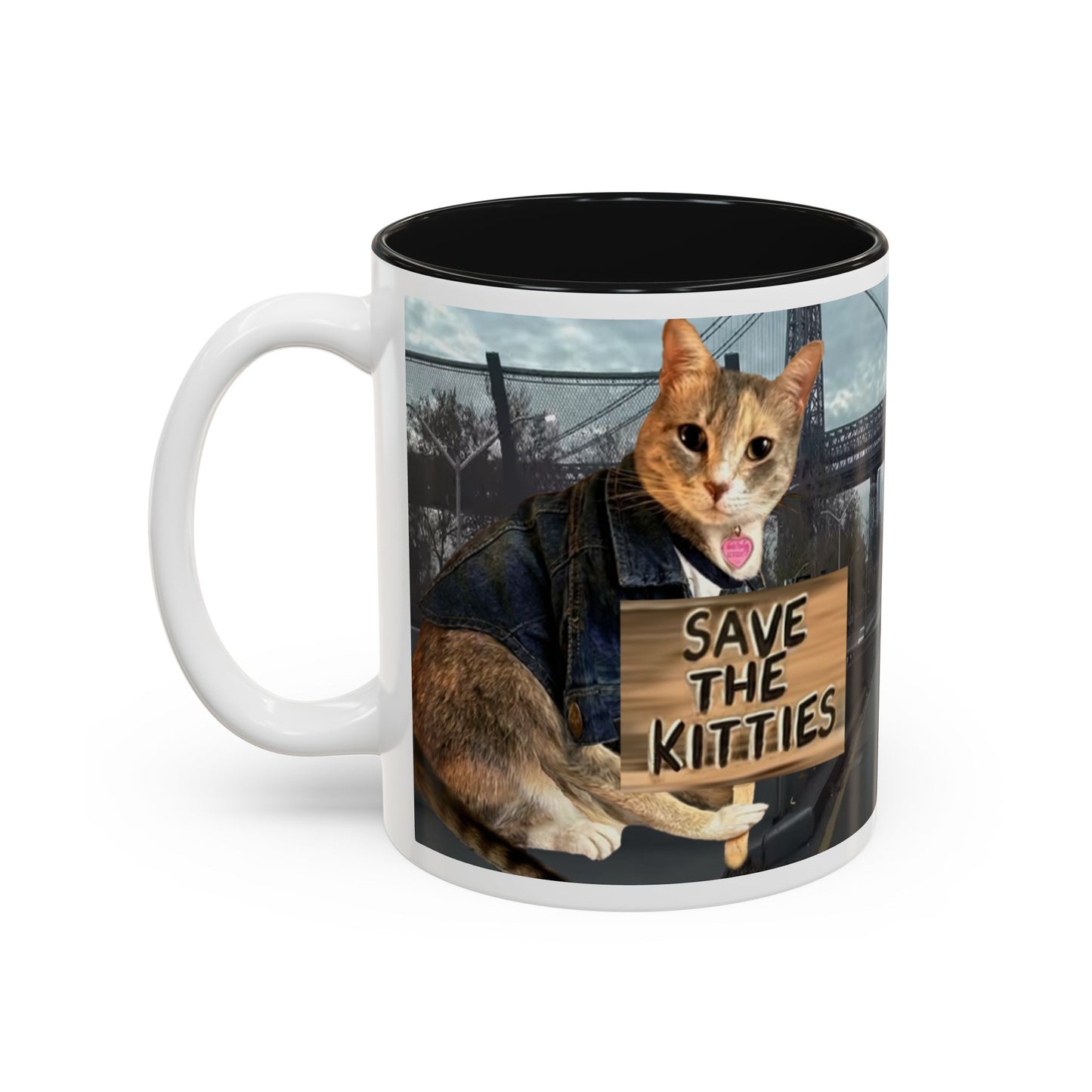 SAVE The KITTIES (Cat rescue fund raiser )-Two-Tone Accent Mug (11oz, 15oz)