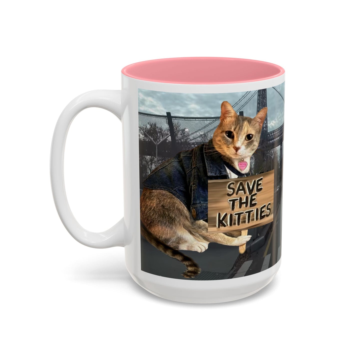 SAVE The KITTIES (Cat rescue fund raiser )-Two-Tone Accent Mug (11oz, 15oz)