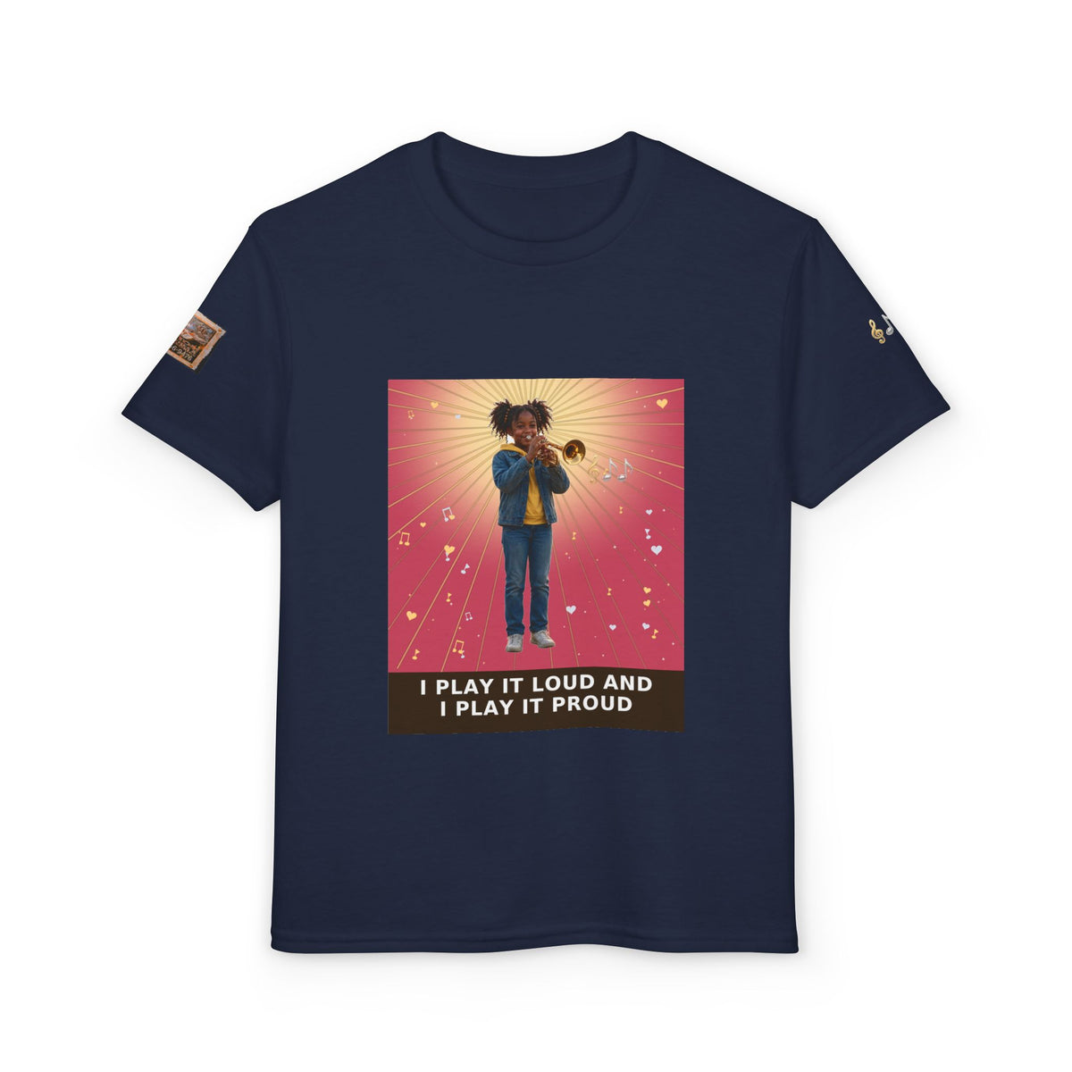 I Play It Loud and I Play It Proud — Black Girl Trumpet Pre-Teen Musician Tee (Rose) (Budget Edition)