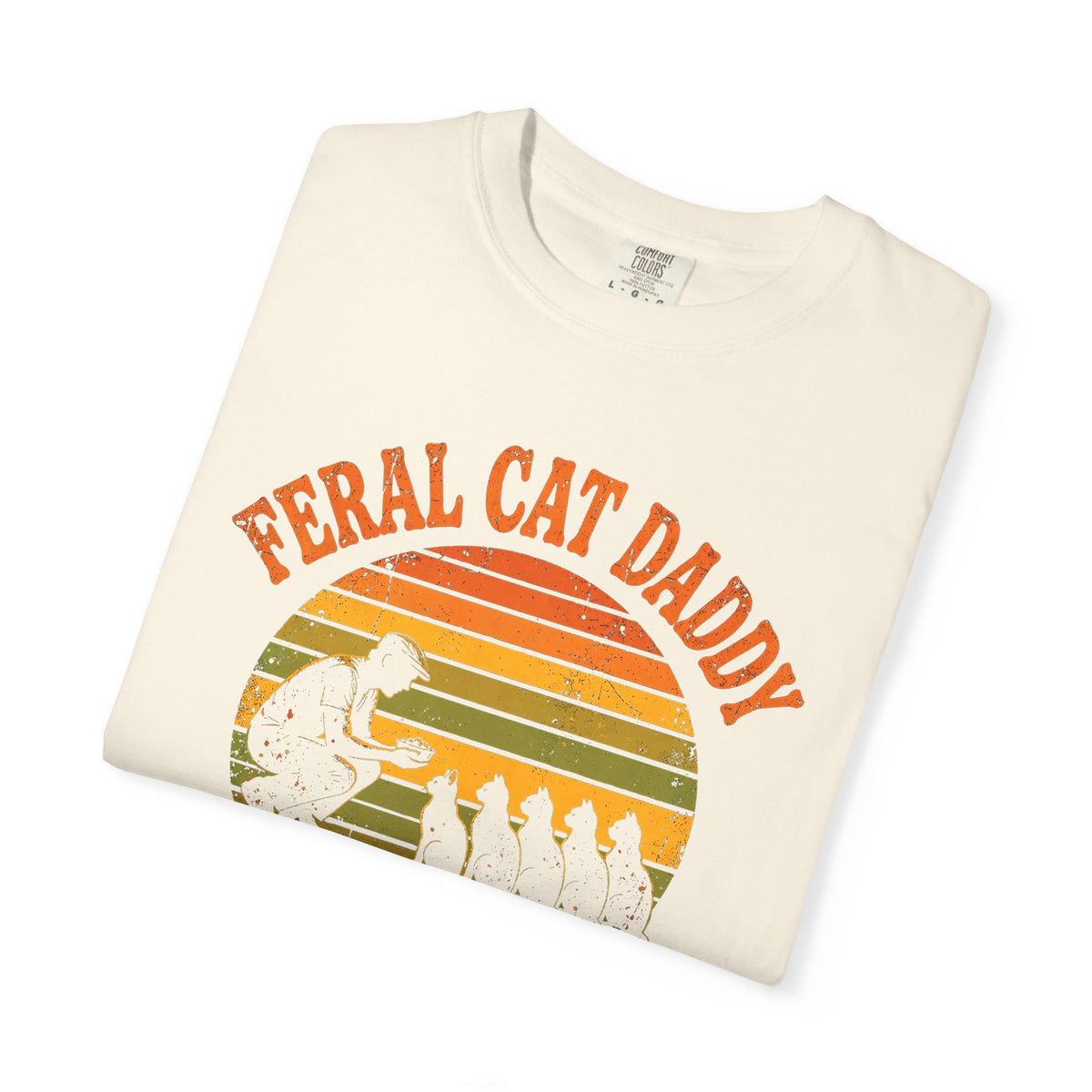 Feral Cat Daddy T-Shirt - Retro Sunset Cat Dad Tee, Est. at the 5 A.M. Feeding