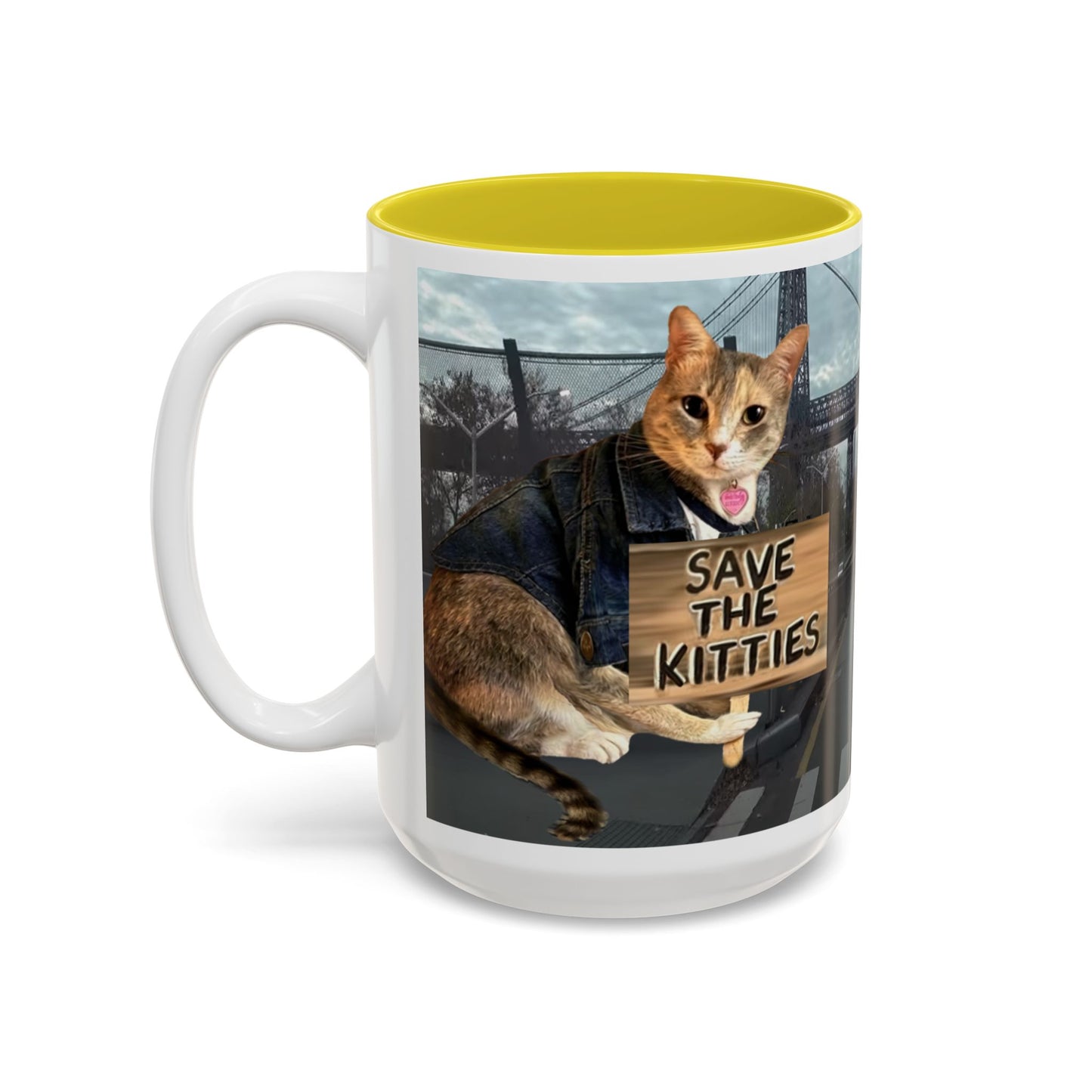 SAVE The KITTIES (Cat rescue fund raiser )-Two-Tone Accent Mug (11oz, 15oz)