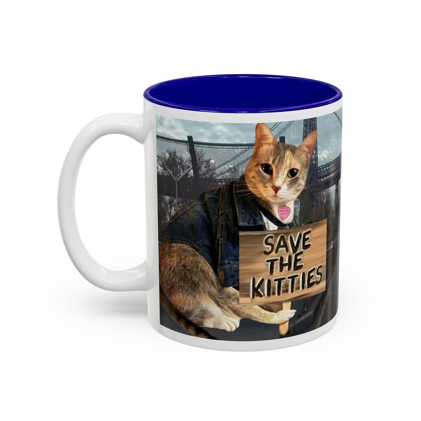 SAVE The KITTIES (Cat rescue fund raiser )-Two-Tone Accent Mug (11oz, 15oz)