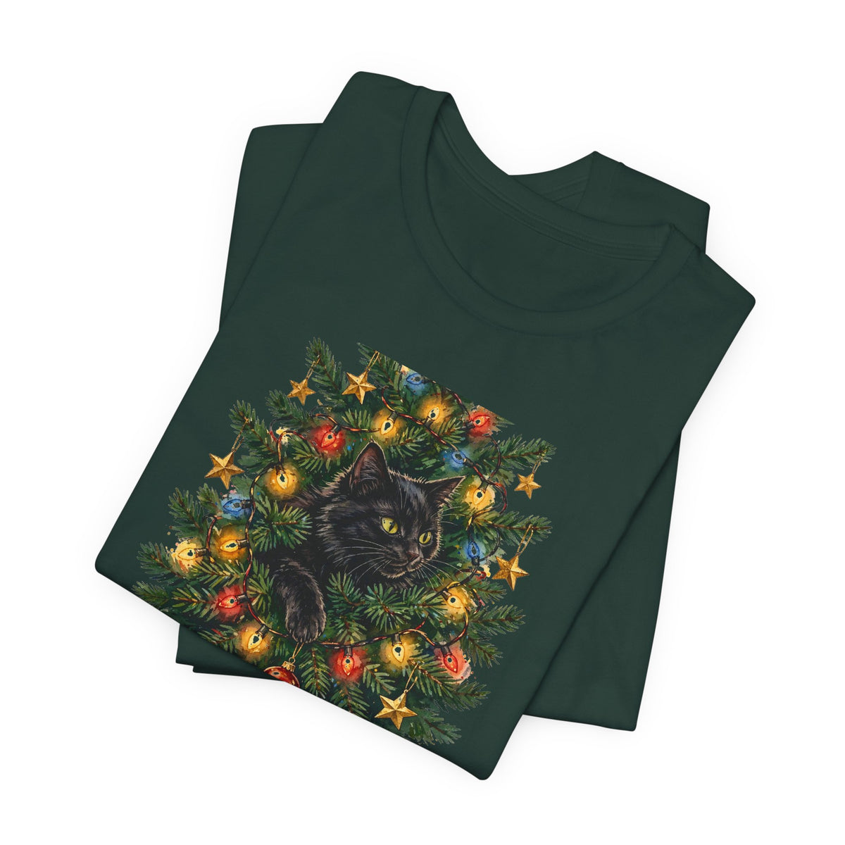 Gato en el Arbol de Navidad - Por Esto No Podemos Tener un Arbol Bonito - Camiseta en Espanol