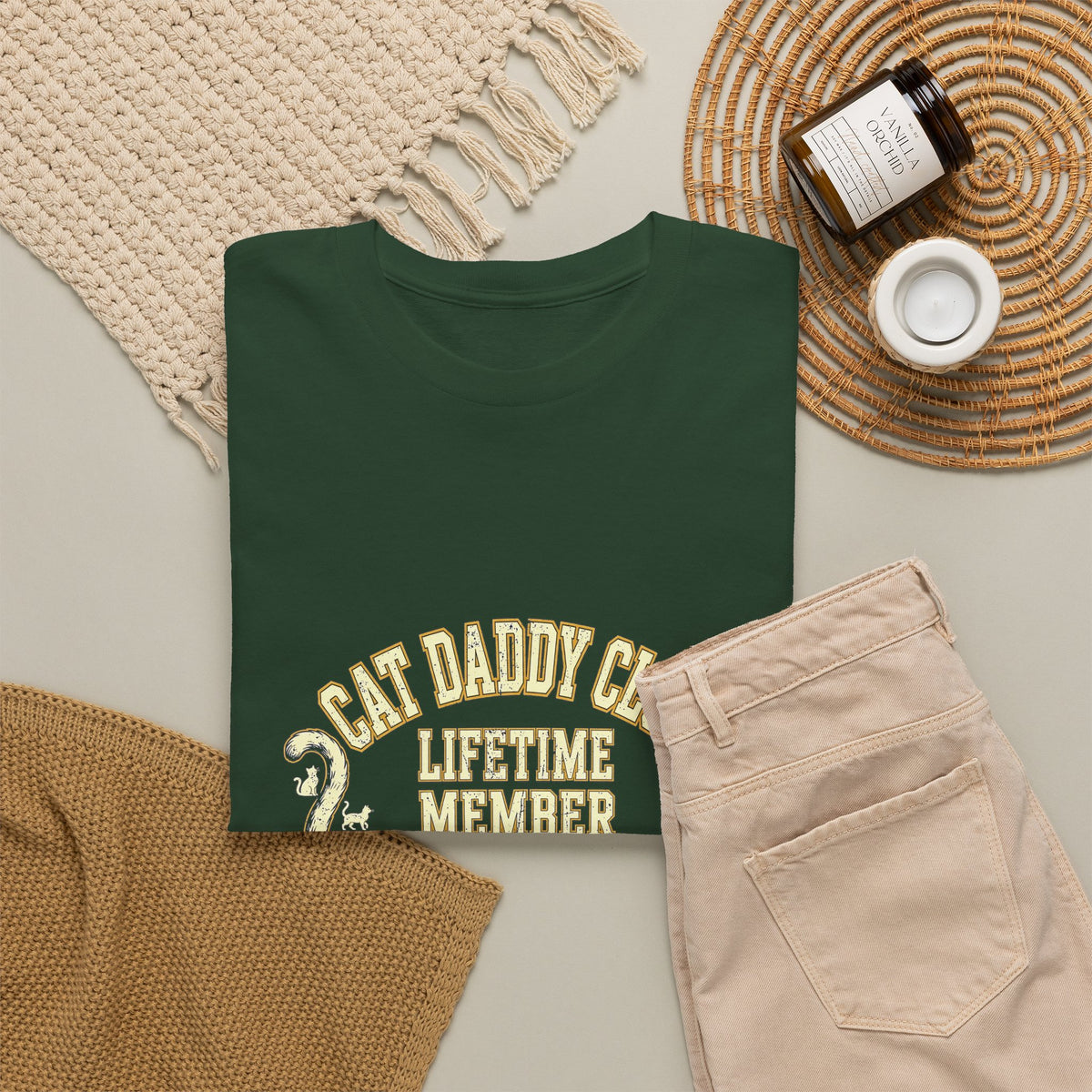 Cat Daddy Club T-Shirt - Lifetime Member Varsity Cat Dad Tee, Dept. of Litter & Treats - Budget Edition