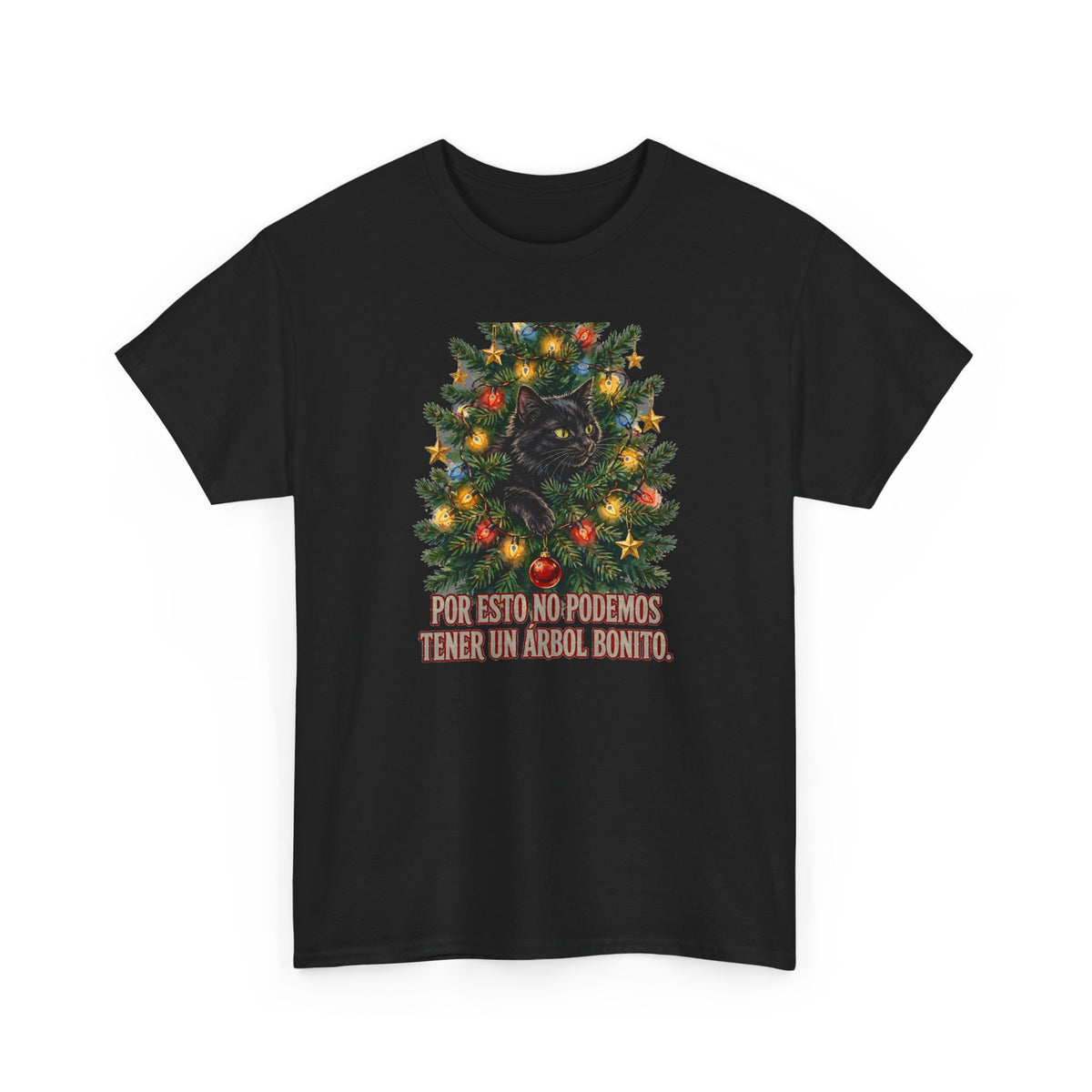Gato en el Arbol de Navidad - Por Esto No Podemos Tener un Arbol Bonito - Camiseta en Espanol - Edicion Economica