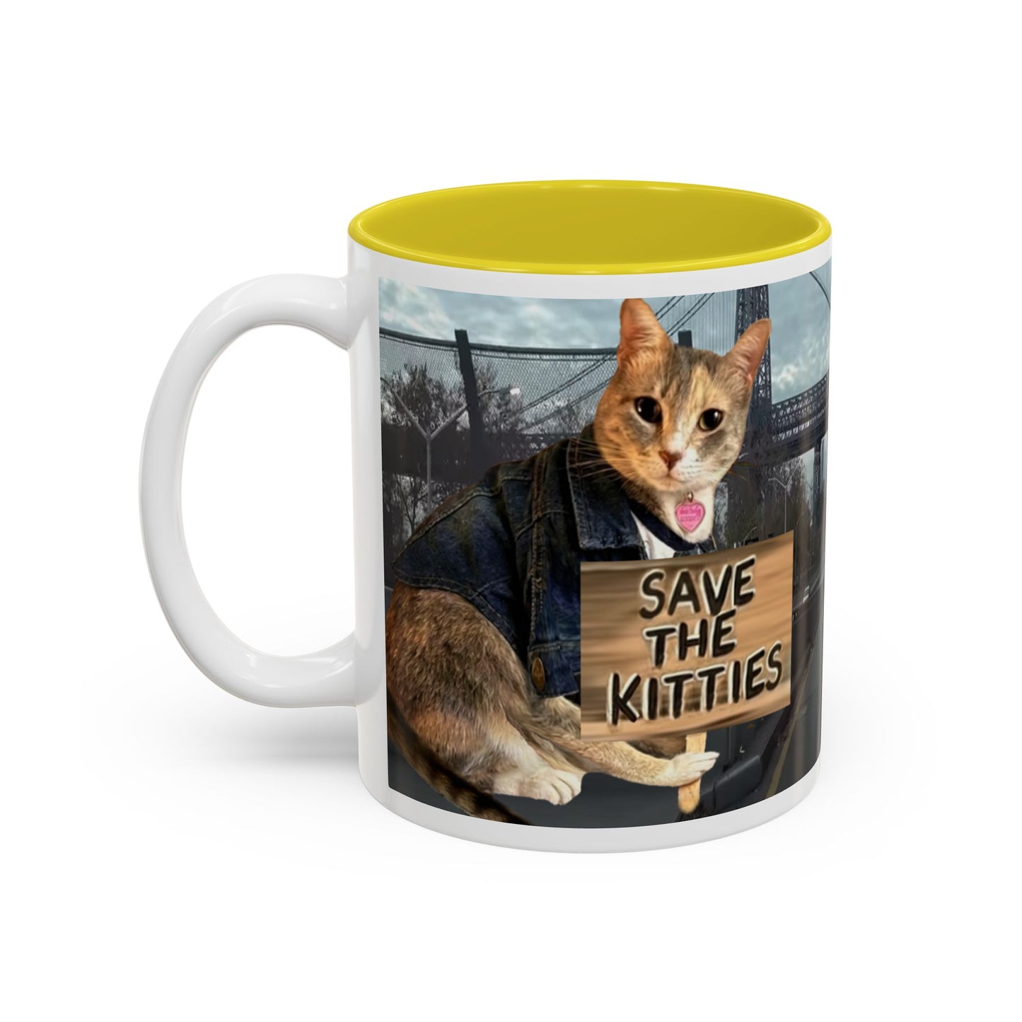 SAVE The KITTIES (Cat rescue fund raiser )-Two-Tone Accent Mug (11oz, 15oz)