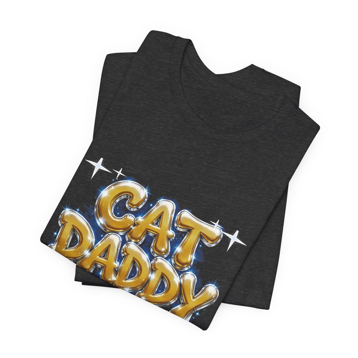 Cat Daddy Graffiti T-Shirt - Yellow Airbrush Chrome, Golden Cat Dad Tee
