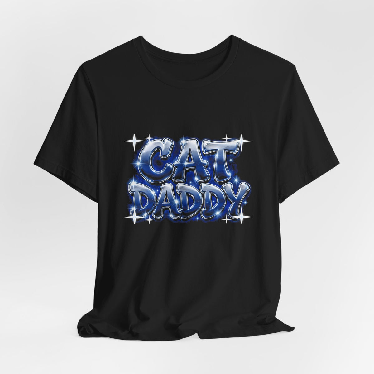 Cat Daddy Graffiti T-Shirt - Dark Blue Airbrush Chrome, Midnight Cat Dad Tee