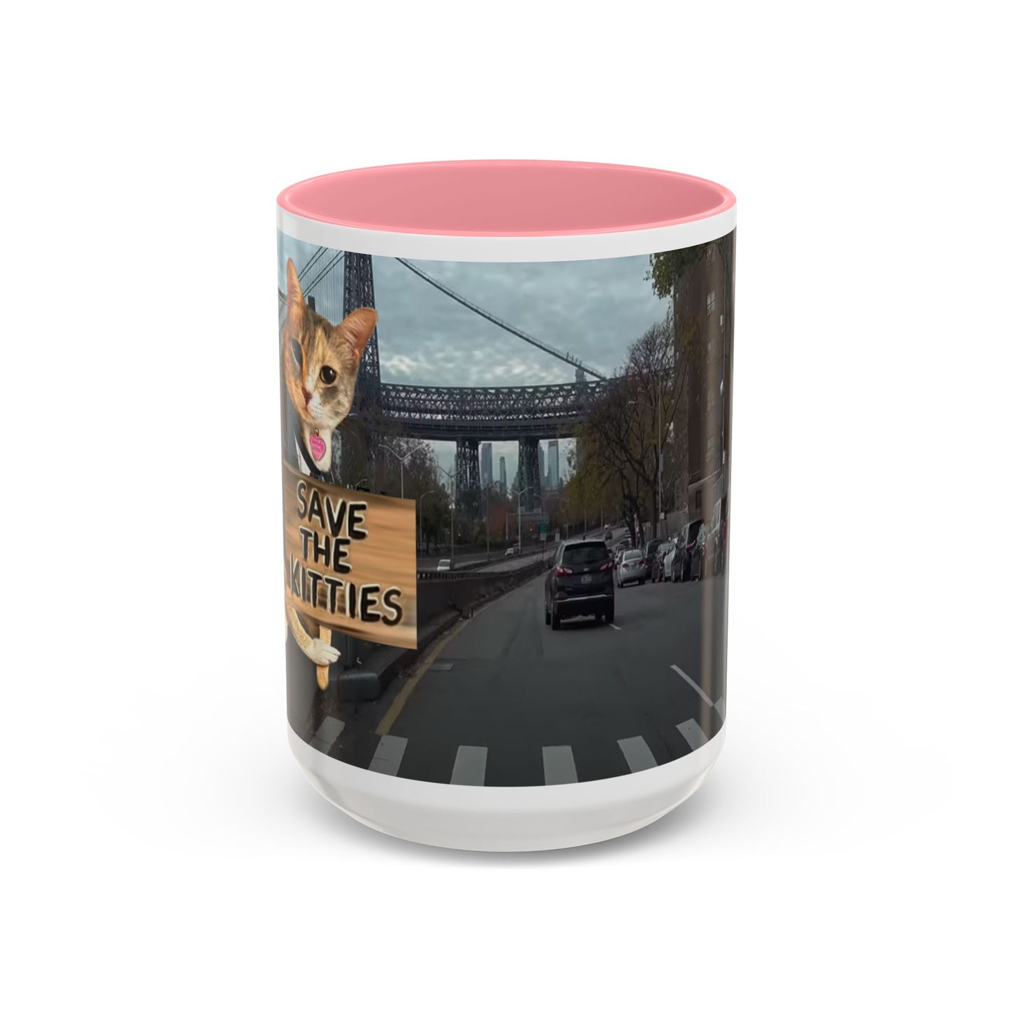 SAVE The KITTIES (Cat rescue fund raiser )-Two-Tone Accent Mug (11oz, 15oz)